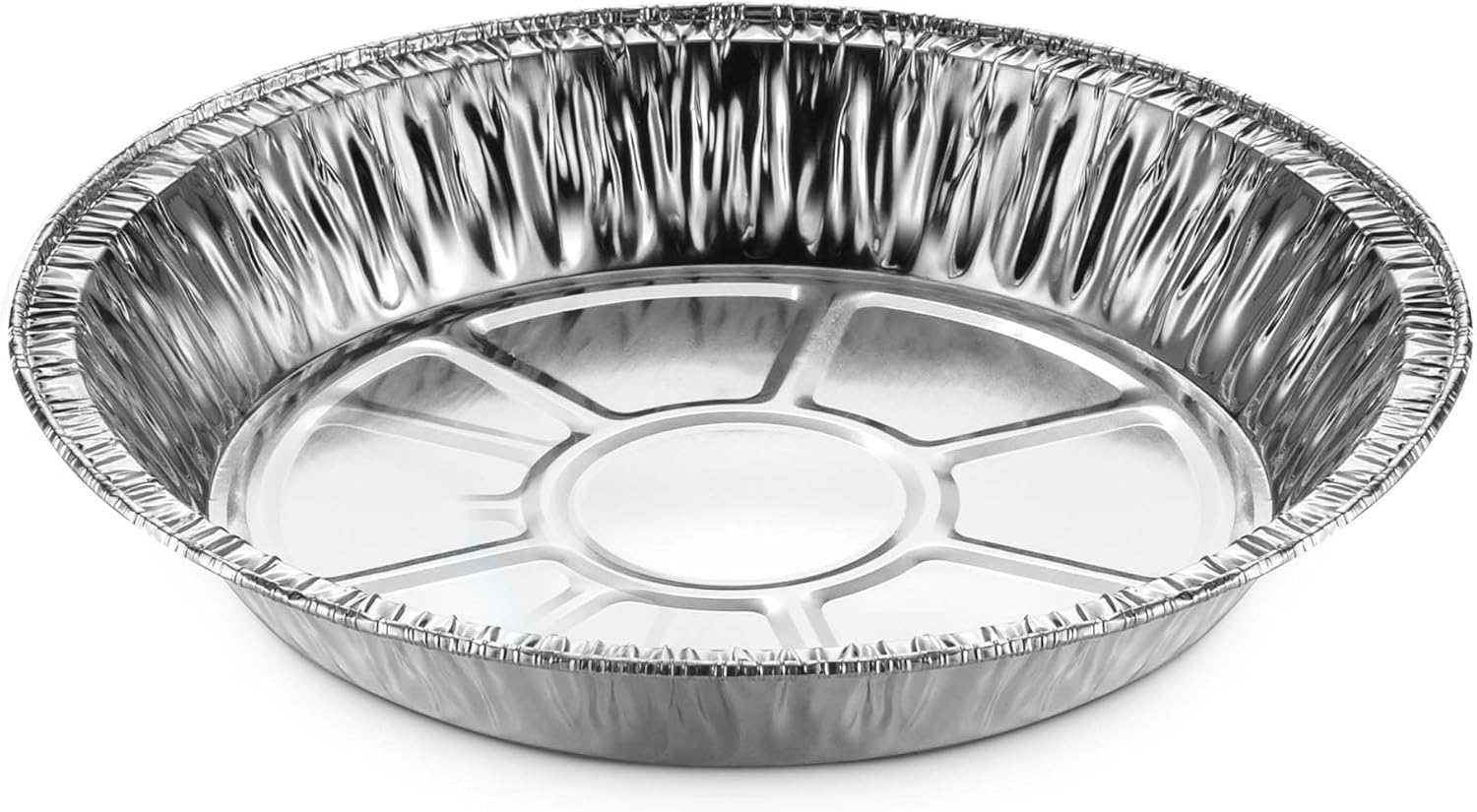 50-Pack 9” Round Aluminum Foil Pie Pans for Baking, Storing, Serving & Reheating - Freezer/Oven Safe, Recyclable Containers
