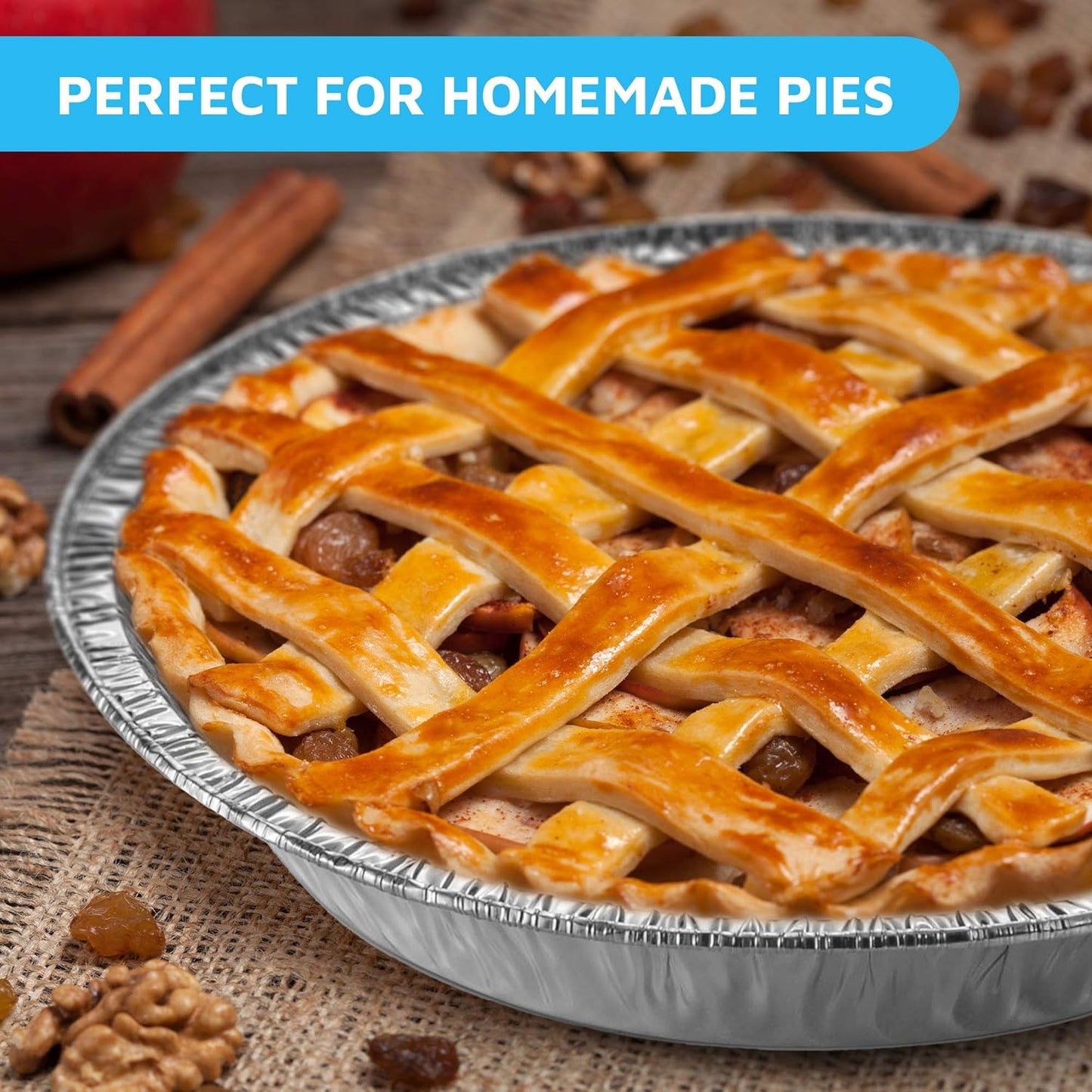 50-Pack 9” Round Aluminum Foil Pie Pans for Baking, Storing, Serving & Reheating - Freezer/Oven Safe, Recyclable Containers