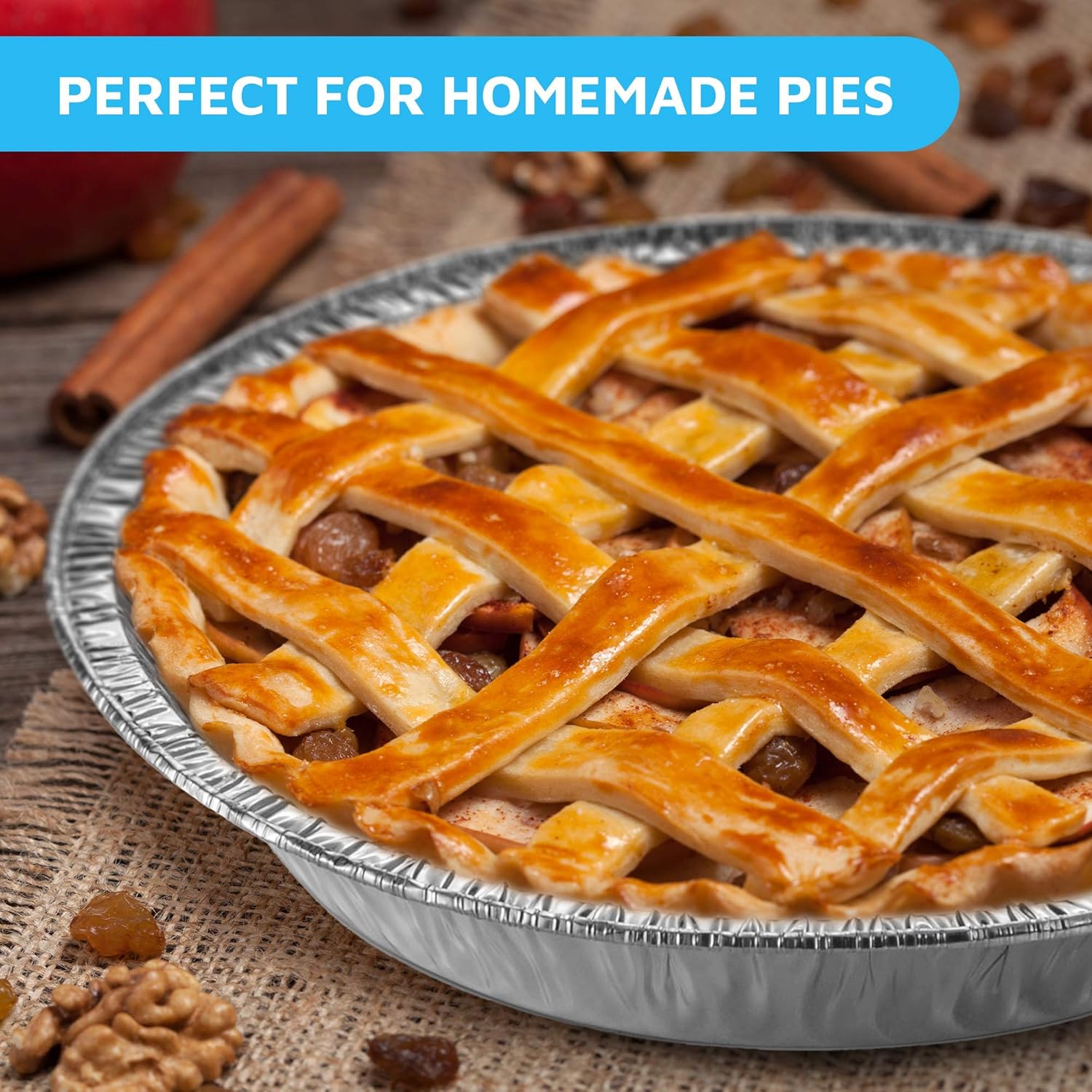 50-Pack 9” Round Aluminum Foil Pie Pans for Baking, Storing, Serving & Reheating - Freezer/Oven Safe, Recyclable Containers