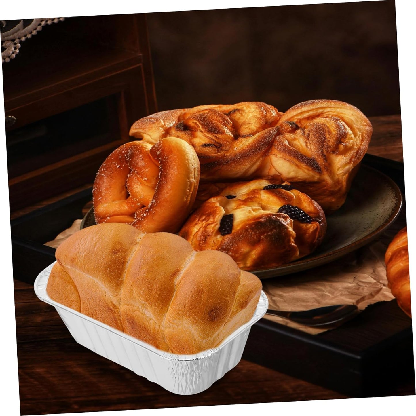 50 Pack Aluminum Foil Bread Baking Pans for Home Oven - Disposable Kitchen Gadget for Loaf Cakes and Bread