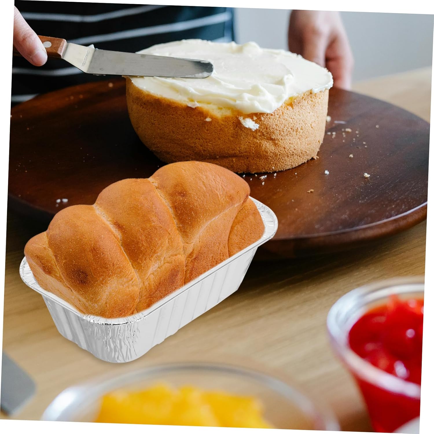50 Pack Aluminum Foil Bread Baking Pans for Home Oven - Disposable Kitchen Gadget for Loaf Cakes and Bread