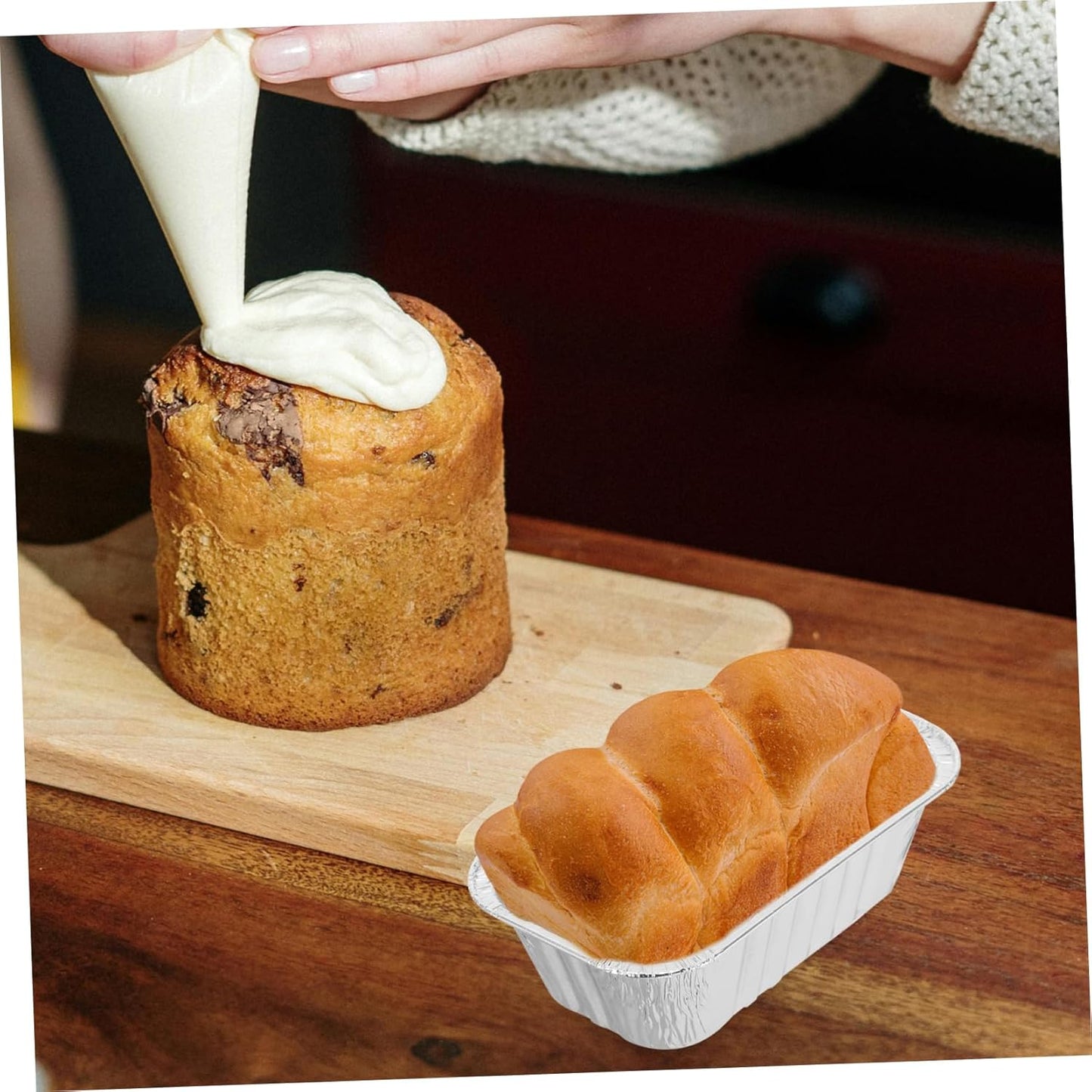 50 Pack Aluminum Foil Bread Baking Pans for Home Oven - Disposable Kitchen Gadget for Loaf Cakes and Bread