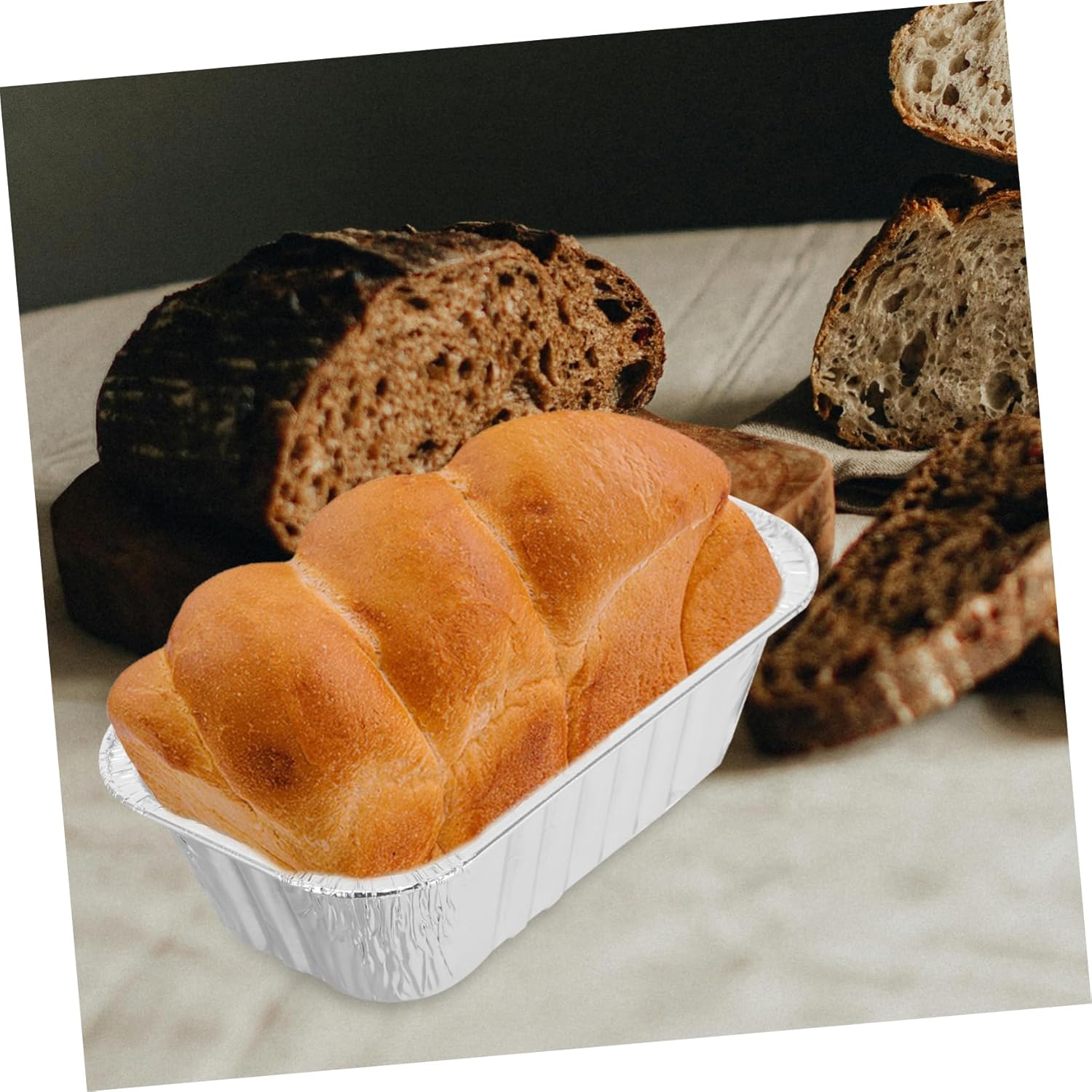 50 Pack Aluminum Foil Bread Baking Pans for Home Oven - Disposable Kitchen Gadget for Loaf Cakes and Bread