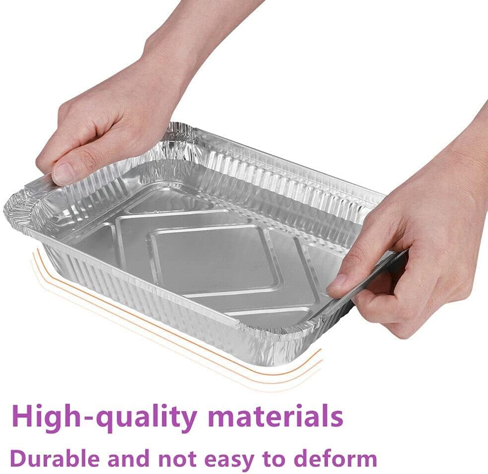 50 Pack Aluminum Pans with Lids, 2.25 LB Foil Pans for Cooking, Baking, Meal Prep, Freezer - 8.5"×6"×2" Size