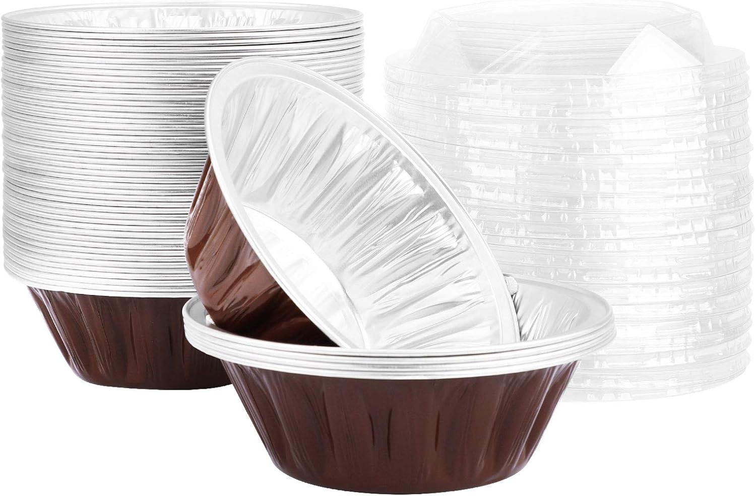 50 Pack Beasea Mini Pie Pans with Lids - 6 Inch Aluminum Pans for Coffee Lovers
