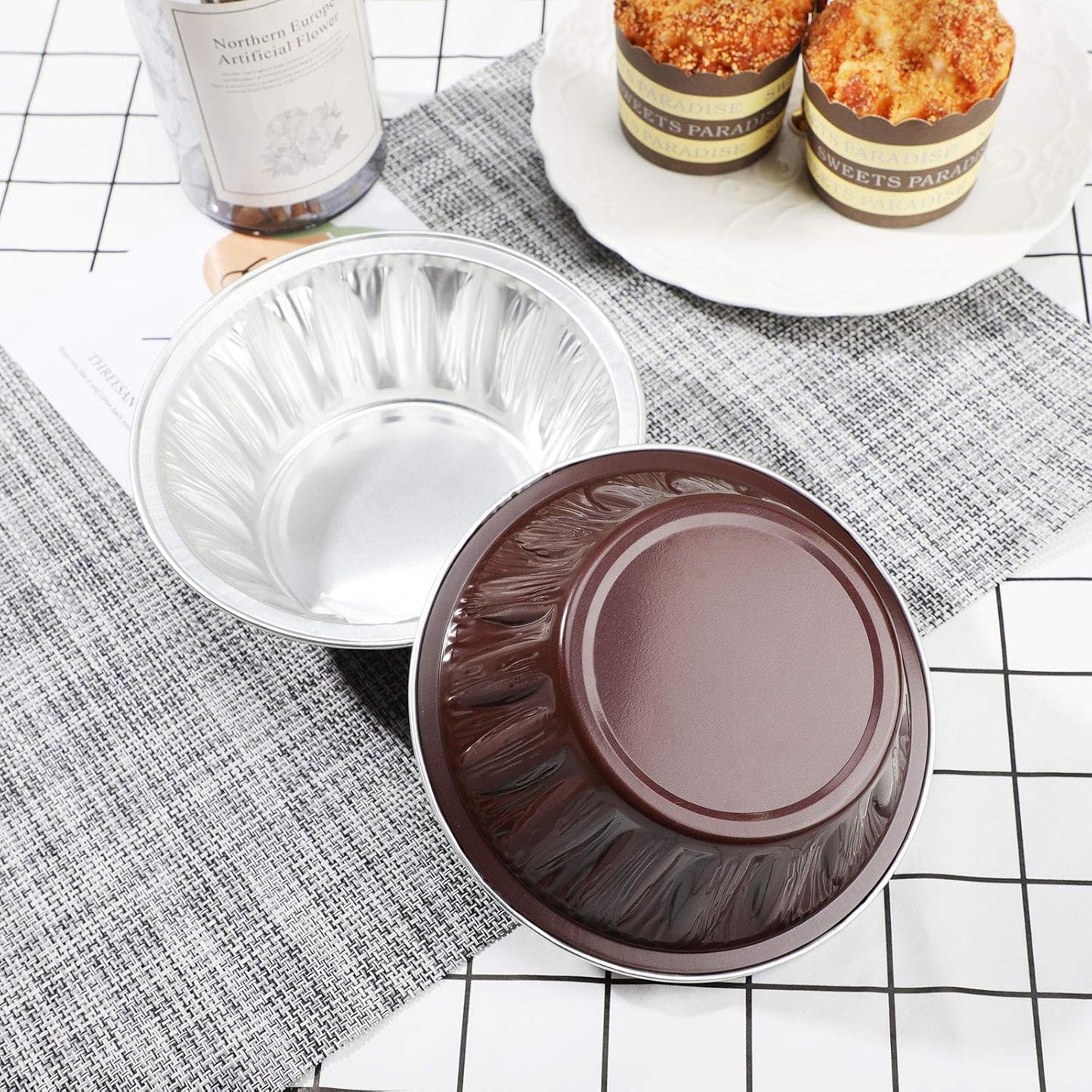 50 Pack Beasea Mini Pie Pans with Lids - 6 Inch Aluminum Pans for Coffee Lovers