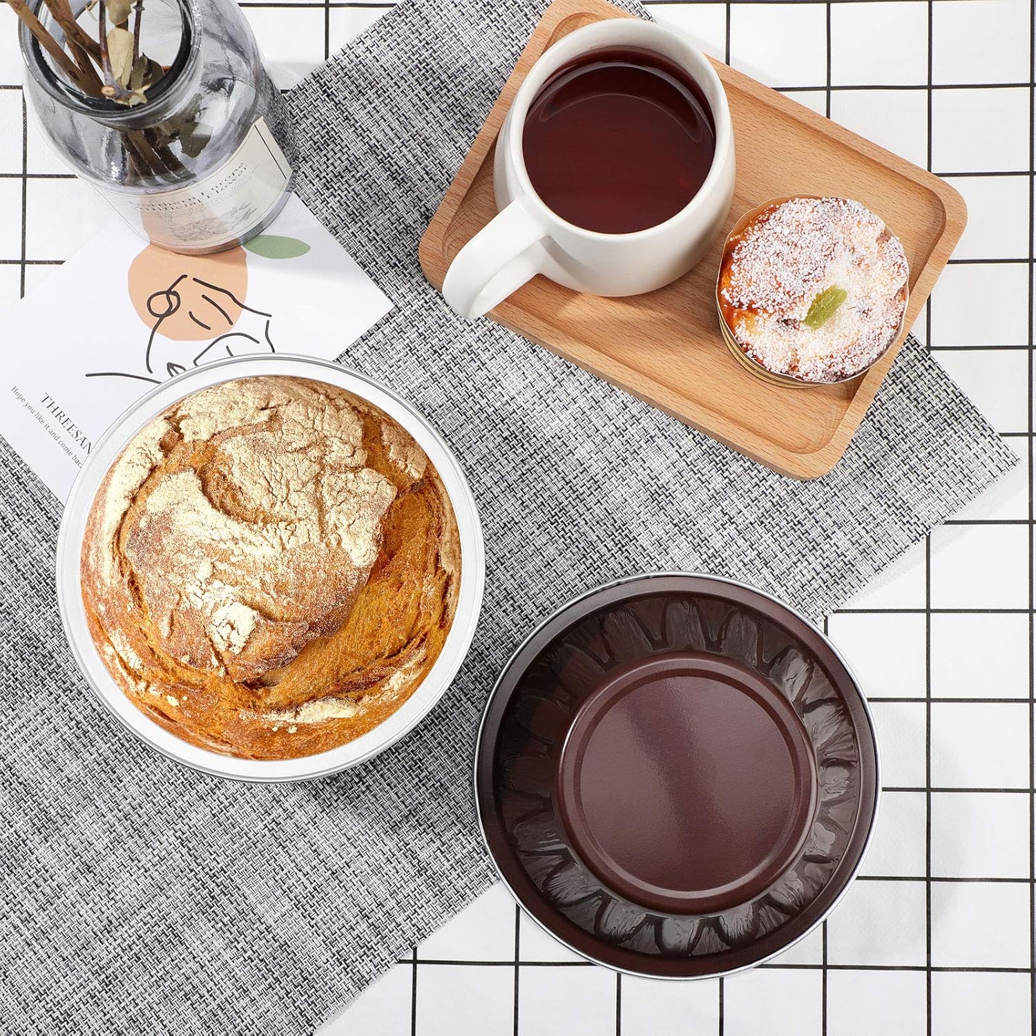 50 Pack Beasea Mini Pie Pans with Lids - 6 Inch Aluminum Pans for Coffee Lovers