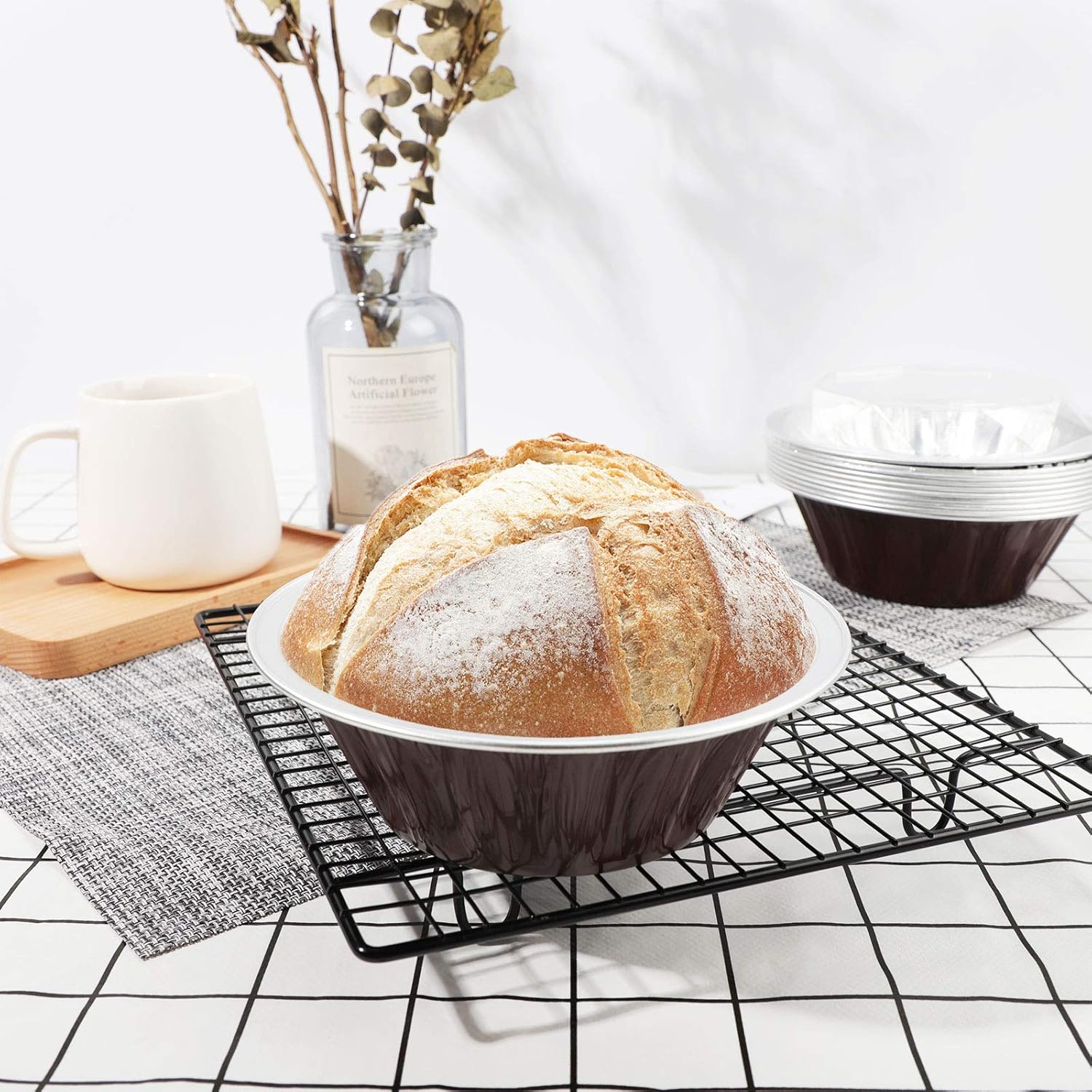 50 Pack Beasea Mini Pie Pans with Lids - 6 Inch Aluminum Pans for Coffee Lovers