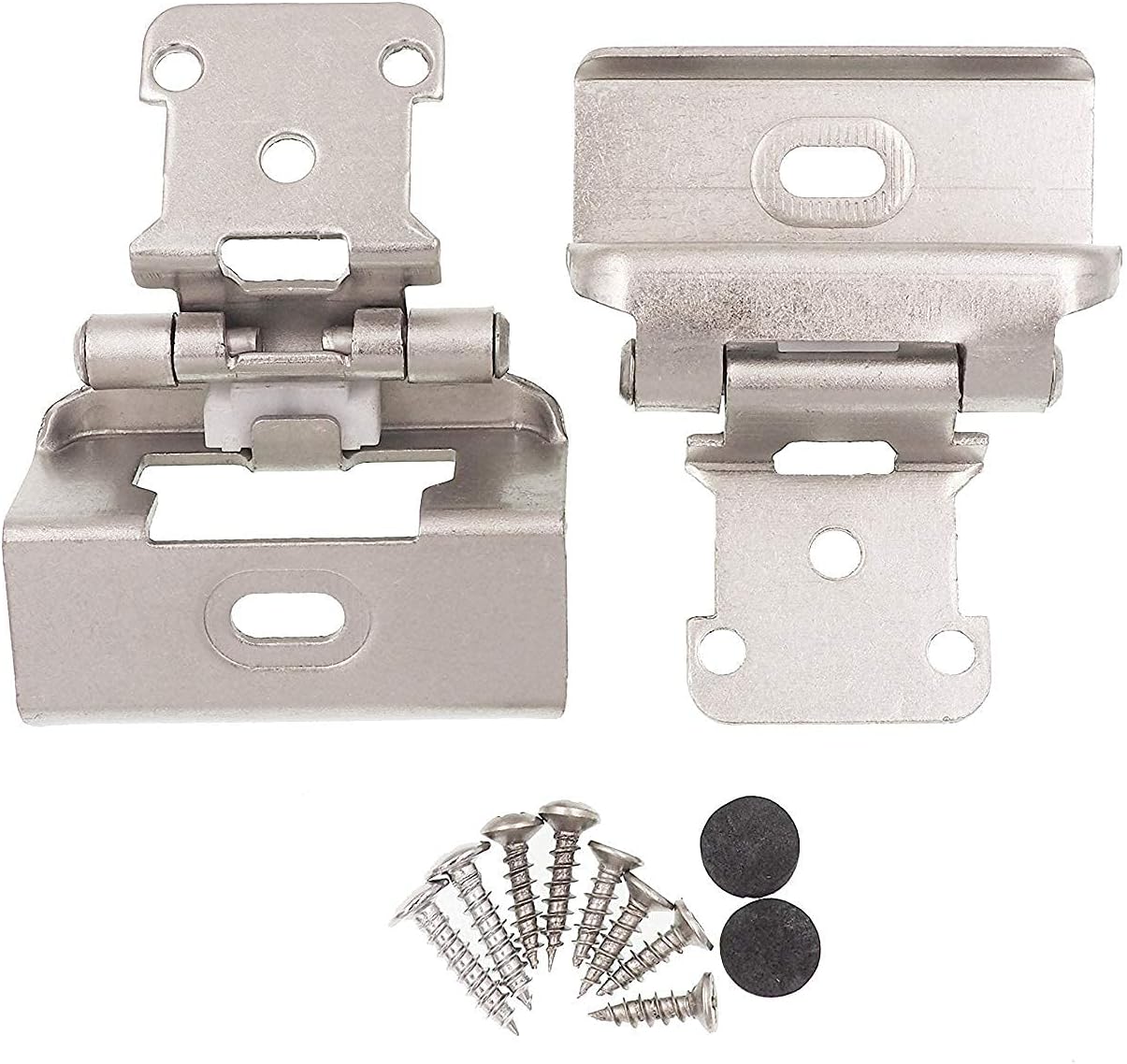 50 Pack DecoBasics 1/2" Overlay Full Wrap Kitchen Cabinet Hinges - Satin Brushed Nickel, Self Closing