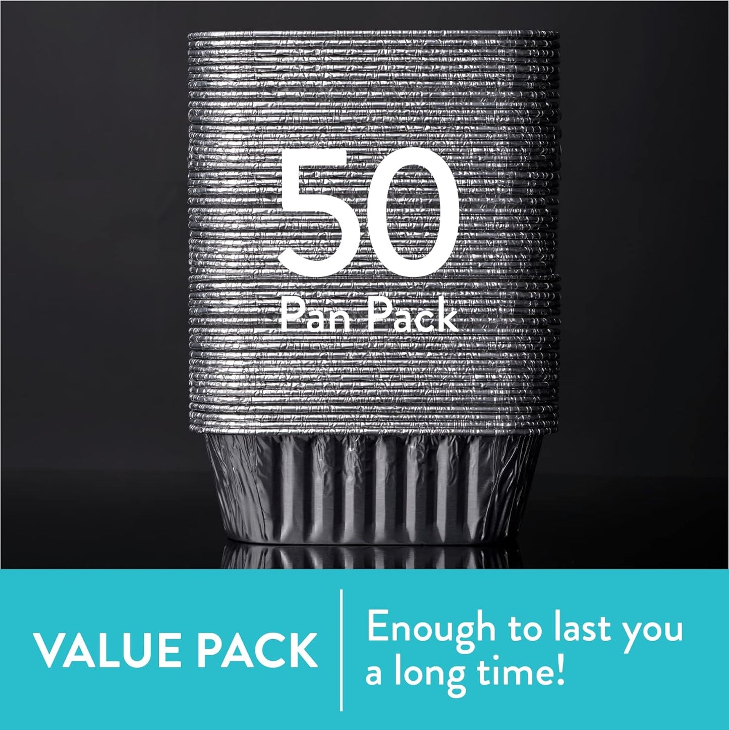 50-Pack DOBI Aluminum Mini Loaf Pans - Disposable Foil 1 lb Baking Pans - Small Bread Tins - 6" x 3.5" x 2