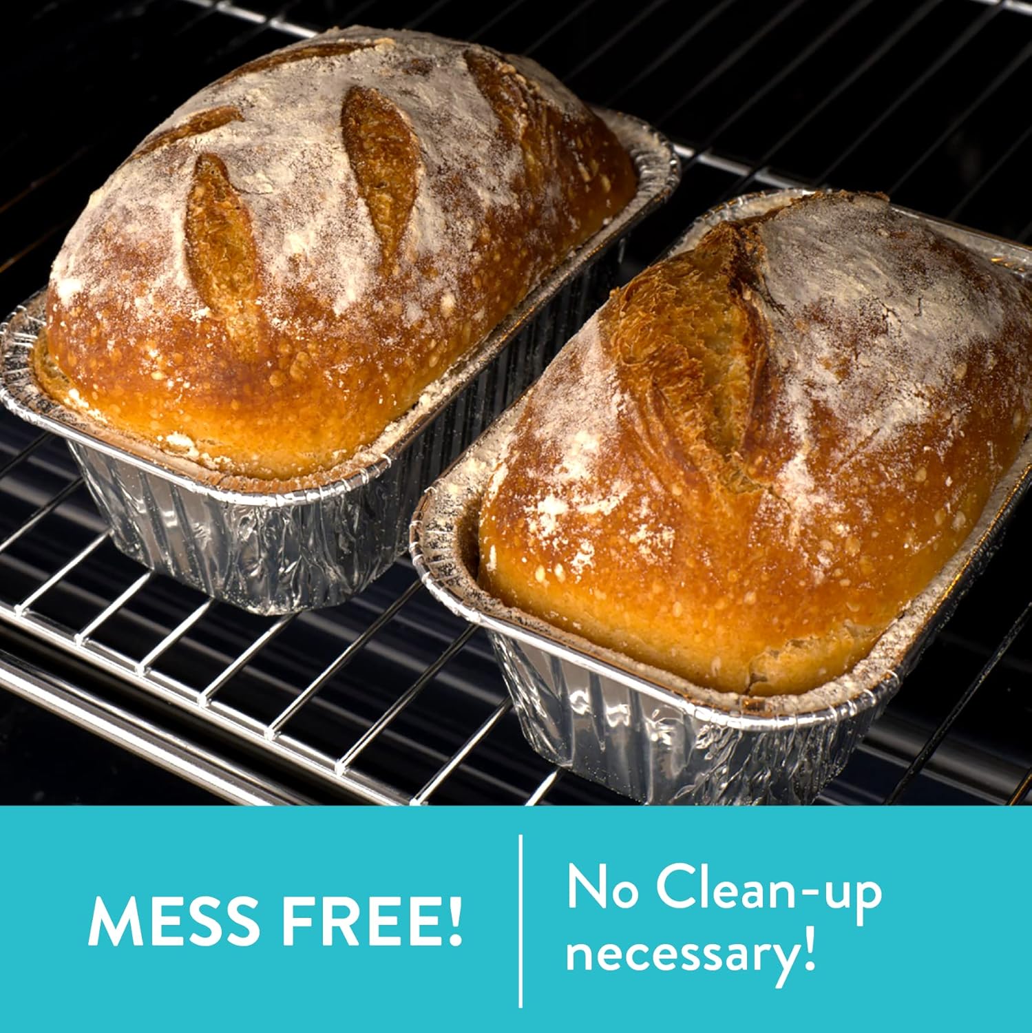 50-Pack DOBI Aluminum Mini Loaf Pans - Disposable Foil 1 lb Baking Pans - Small Bread Tins - 6" x 3.5" x 2