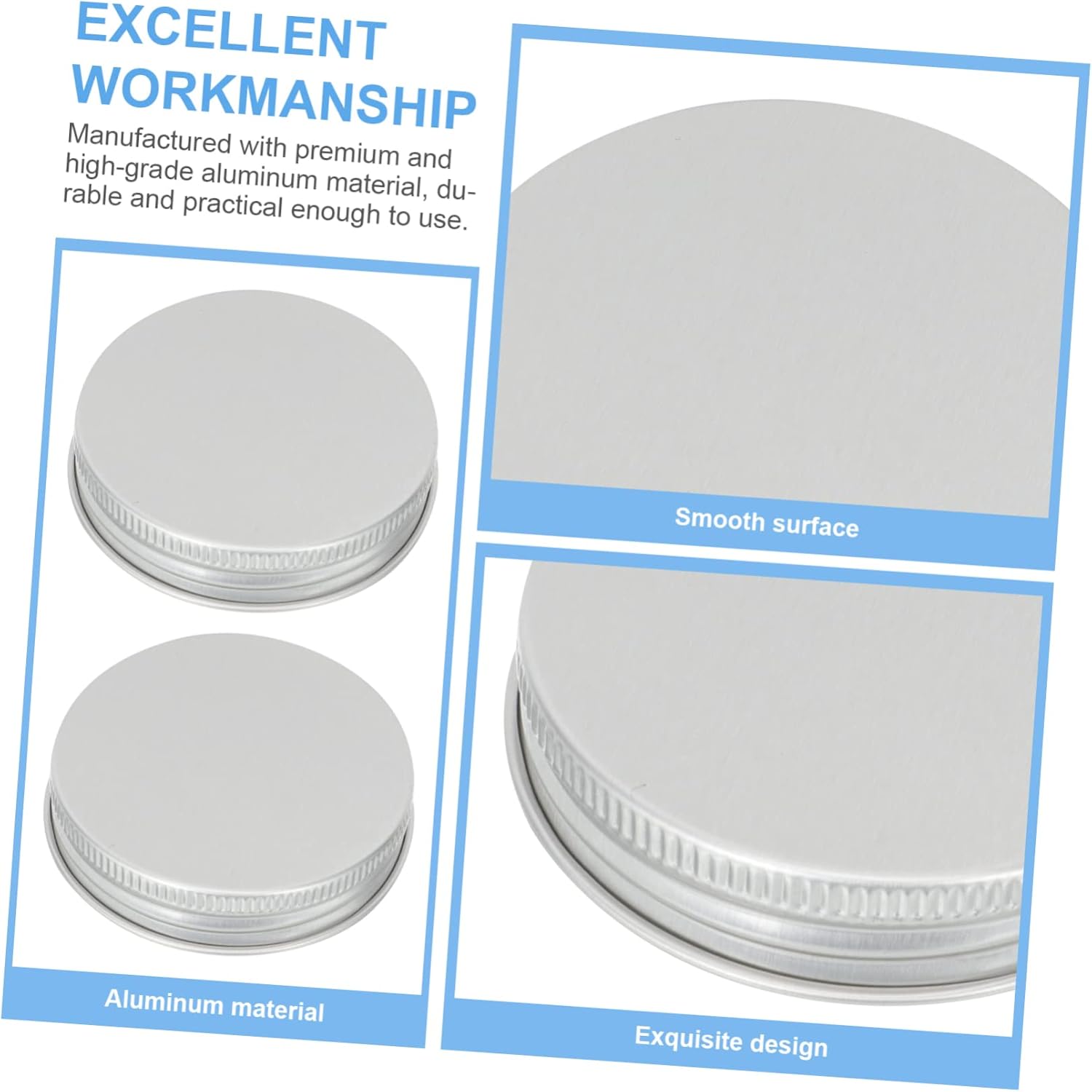 50 Pack Leak-proof Jar Caps - Honey Jar Lids Replacement for Canning Jars - Wide Mouth Ball Lids - Aluminum Mason Jar Tops