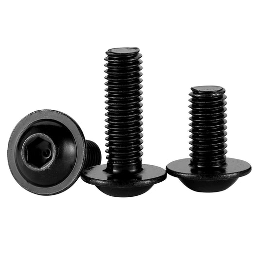 50-Pack M5-0.8 x 6mm Black Oxide Stainless Steel Flanged Button Head Socket Cap Screws