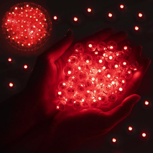 50 Pack Mini LED Balloon Lights for Paper Lanterns - Long Lasting Round Ball Lights for Birthday, Christmas, Halloween Decor - Red