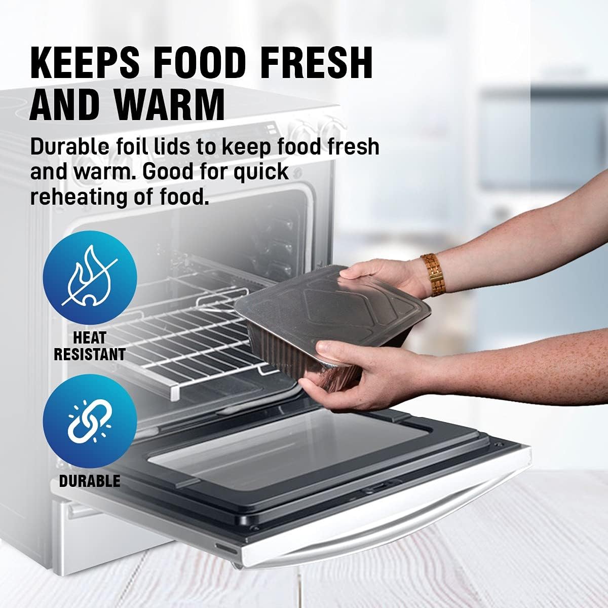 50-Pack of 8.5 x 6 x 2.5 Inch Oblong Disposable Aluminum Pans with Lids - Ideal for Baking, Cooking, and Food Storage