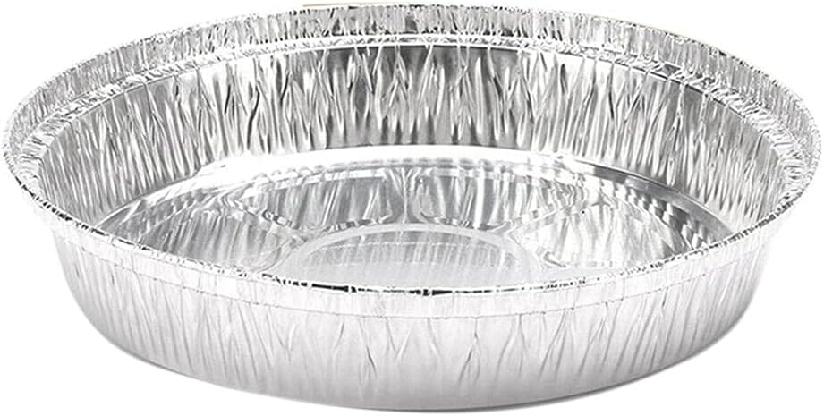 50-Pack Round Aluminum Foil BBQ Food Containers - 7 Inch Non-Stick Baking Trays