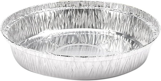 50-Pack Round Aluminum Foil BBQ Food Containers - 7 Inch Non-Stick Baking Trays