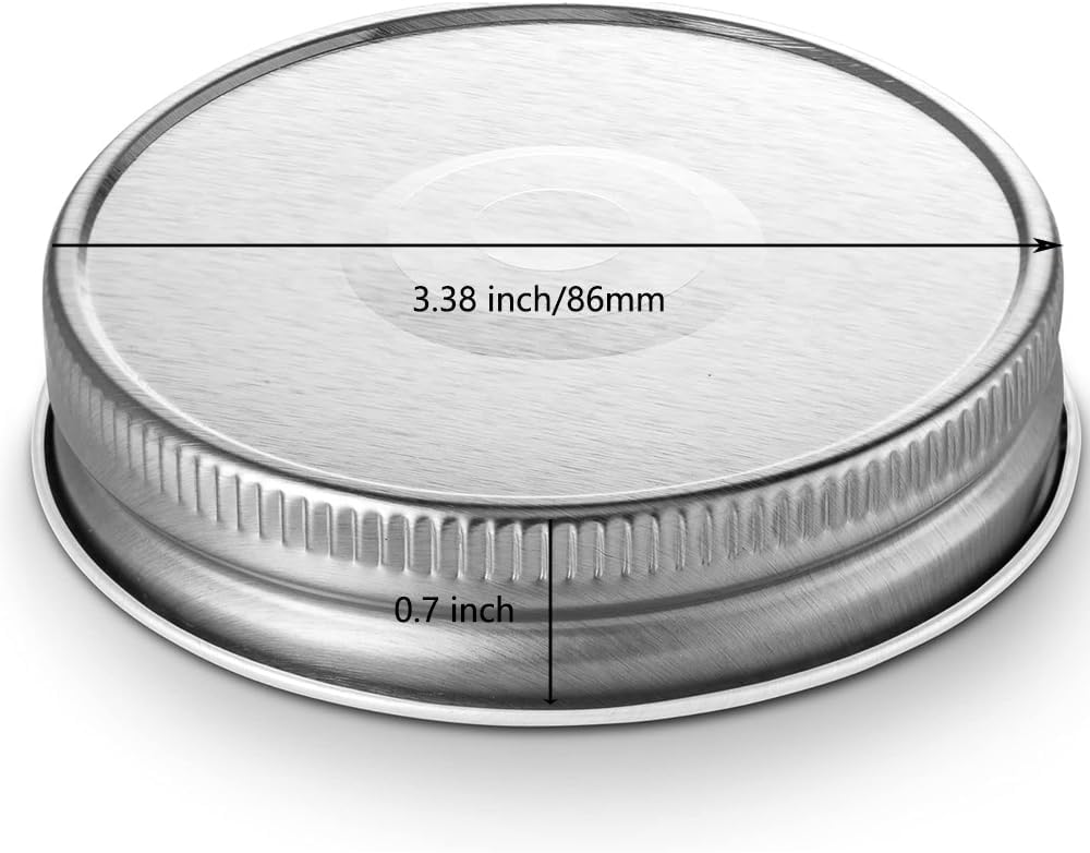 50 Pack Wide Mouth Mason Jar Lids for Large Mouth Jars - Leak Proof, Airtight Seal, 86mm Silver Metal Can Lids