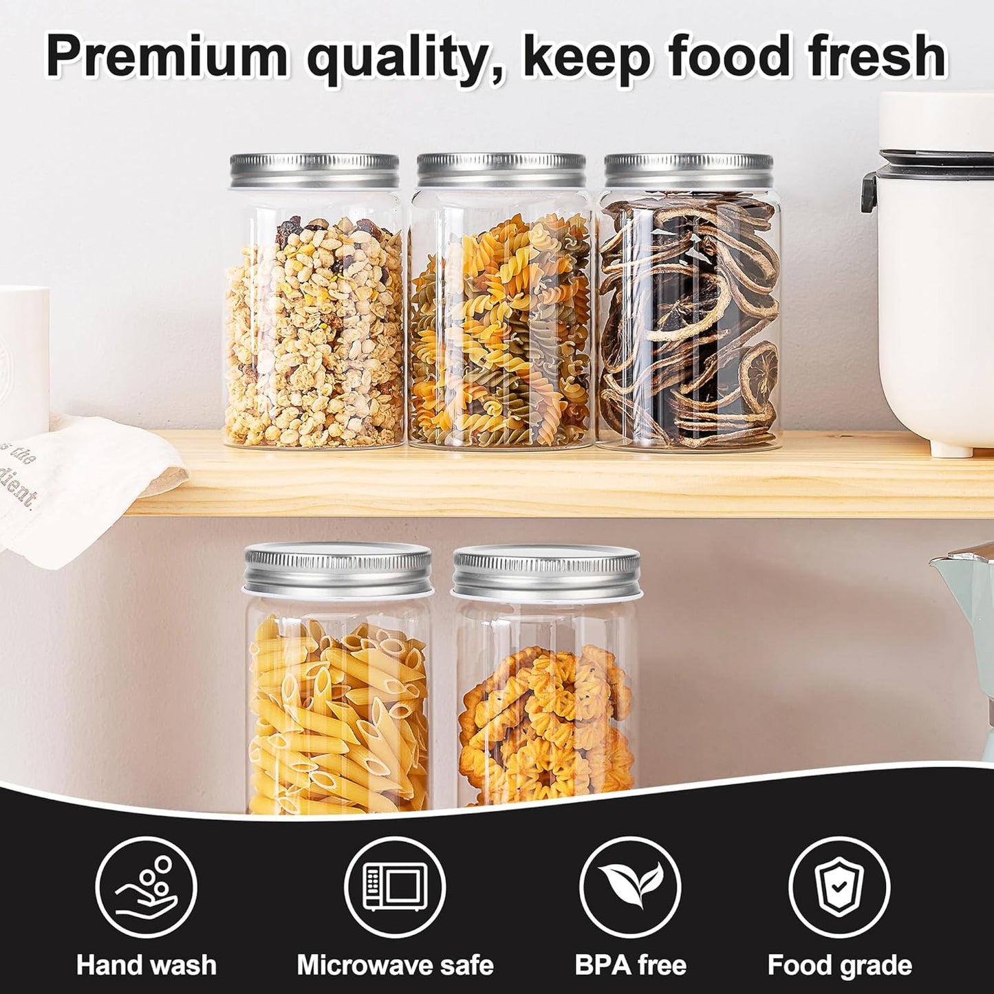 50 Pack Wide Mouth Mason Jar Lids for Large Mouth Jars - Leak Proof, Airtight Seal, 86mm Silver Metal Can Lids