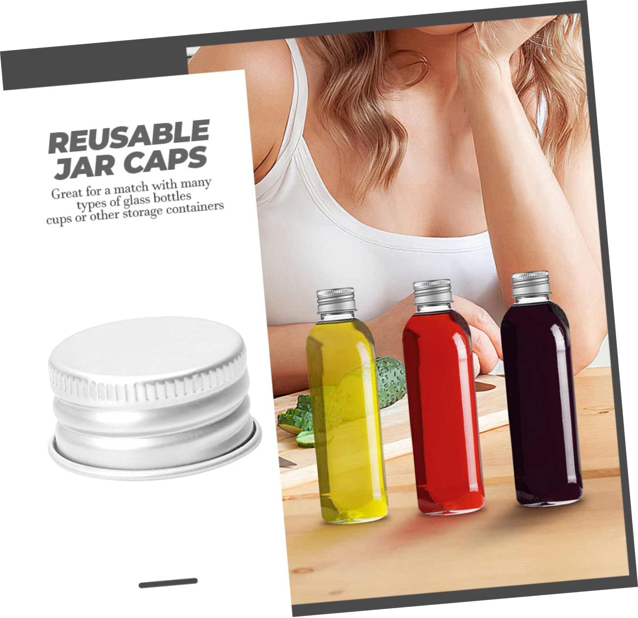 50 Pcs Leakproof Metal Screw Caps for Water Bottles and Jugs - Universal Reusable Lids for Sport Bottles, Jars, and Containers