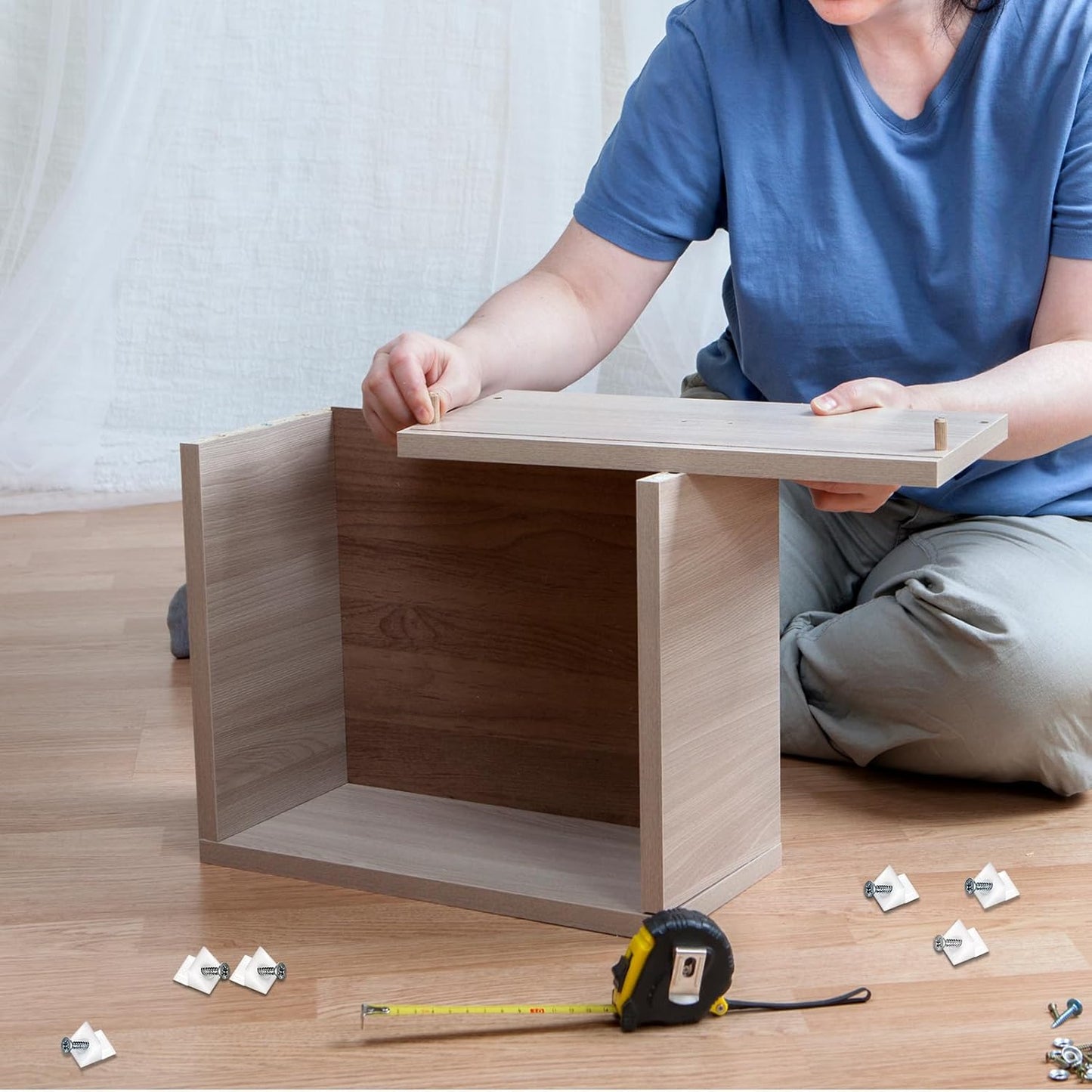 50 Pcs Plastic Drawer Wedges Support Brackets with Screws - Furniture Drawer Reinforcement Repair Kit