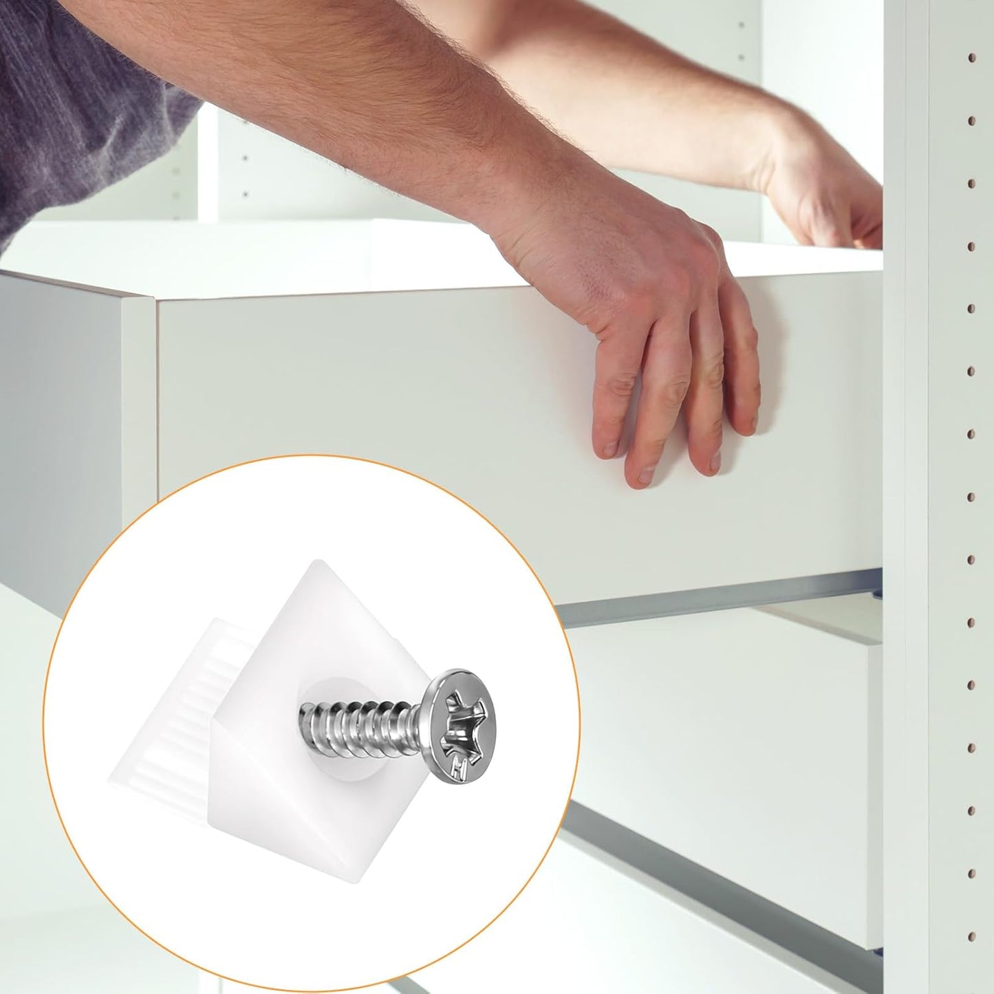 50 Pcs Plastic Drawer Wedges Support Brackets with Screws - Furniture Drawer Reinforcement Repair Kit