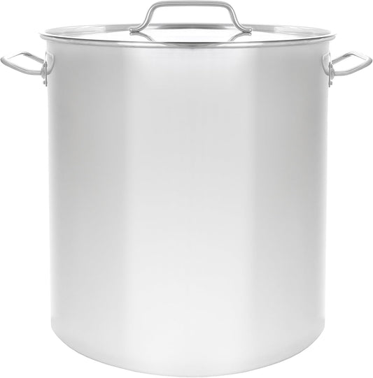 50 QT CONCORD Stainless Steel Stock Pot - Polished Beer Brewing Kettle with Flat Lid and Mash Tun