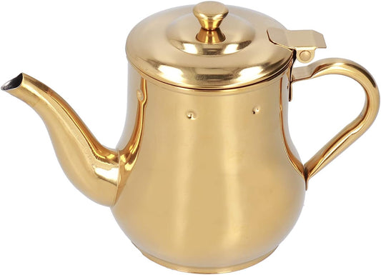 500 ML Stainless Steel Teapot with Gooseneck Spout and Removable Infuser - Modern Oil Strainer Pot for Home, Kitchen, Hotel, Restaurant - Gold Color
