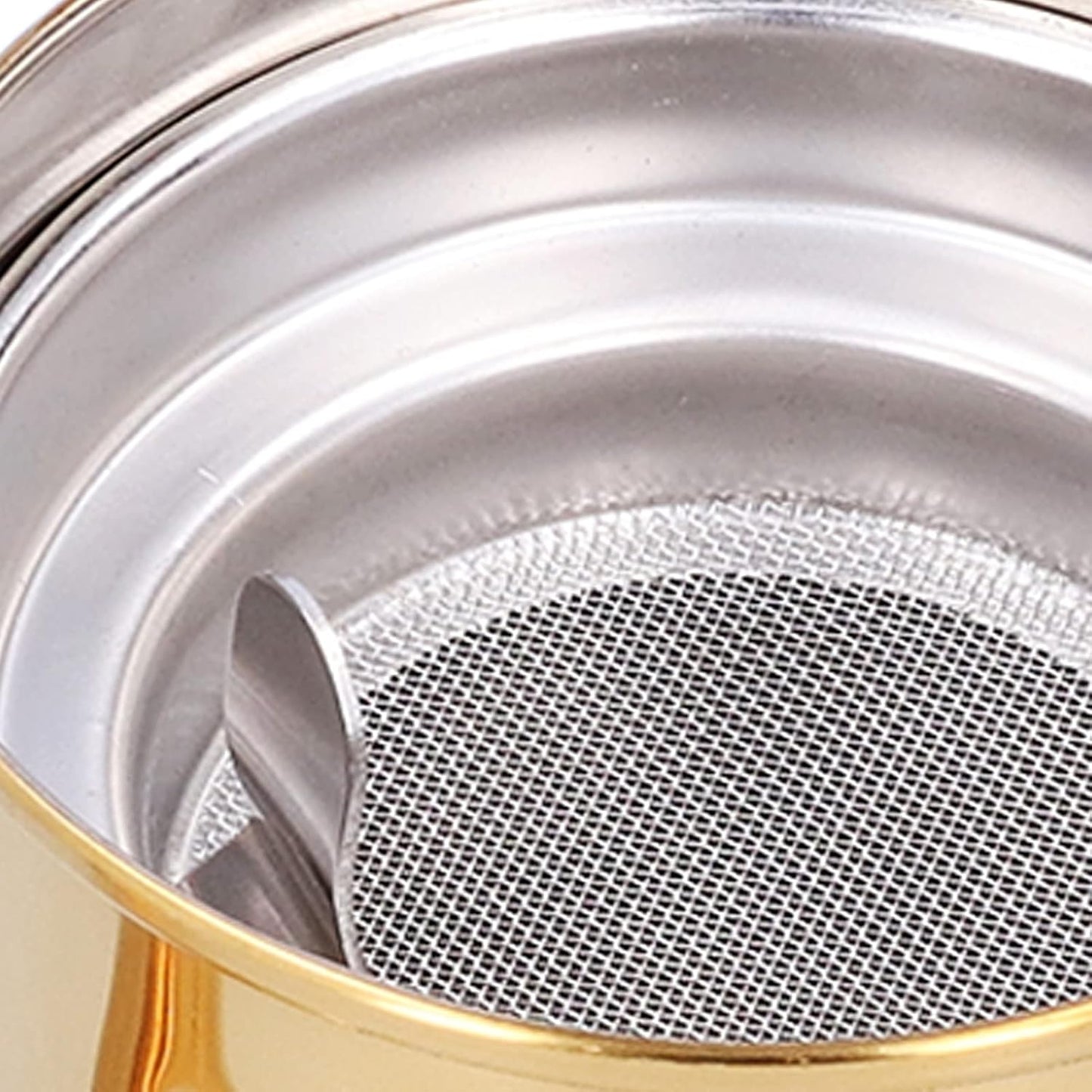 500 ML Stainless Steel Teapot with Gooseneck Spout and Removable Infuser - Modern Oil Strainer Pot for Home, Kitchen, Hotel, Restaurant - Gold Color