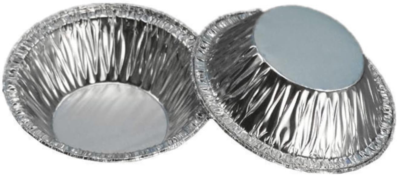 500 Pack 5 inch Disposable Aluminum Foil Pie Tins for Baking Mini Pies & Cakes - Oven Safe, Stackable, Freezable & Reheatable