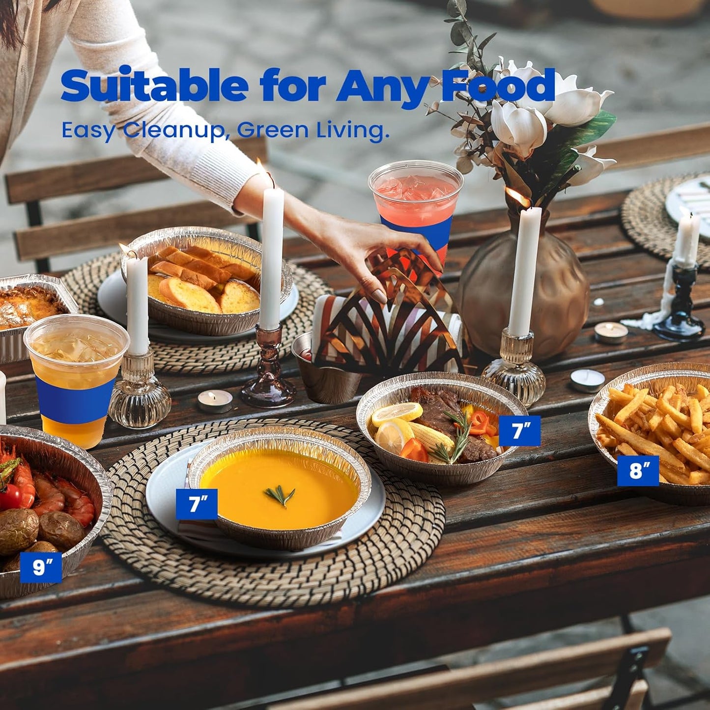 500 Pack 7 Inch Round Aluminum Foil Pans - 24 Oz Disposable Pie Tins for Meal Prep - Heavy Duty Circle Cake Pan for Pies, Cakes, and Cheesecakes