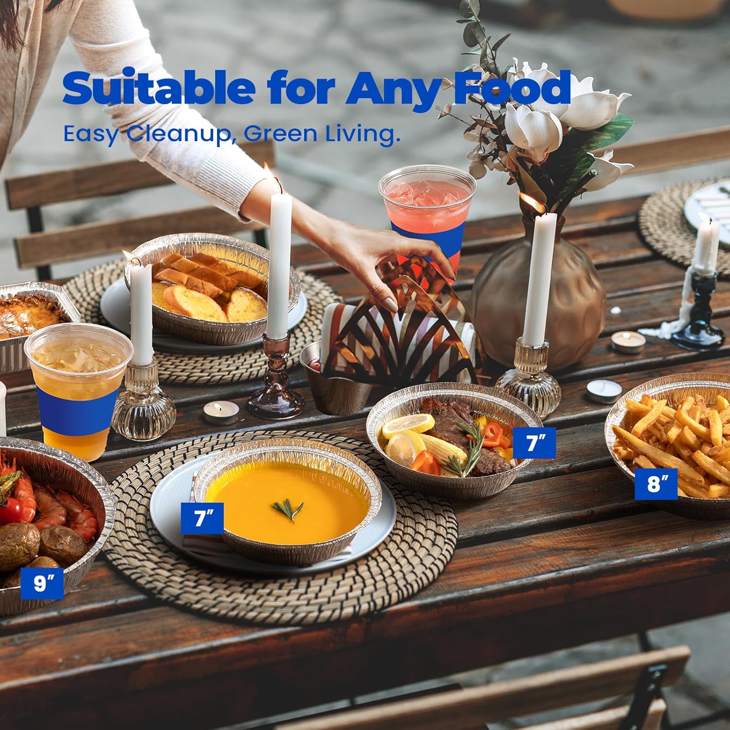 500 Pack 7 Inch Round Aluminum Foil Pans - 24 Oz Disposable Pie Tins for Meal Prep - Heavy Duty Circle Cake Pan for Pies, Cakes, and Cheesecakes