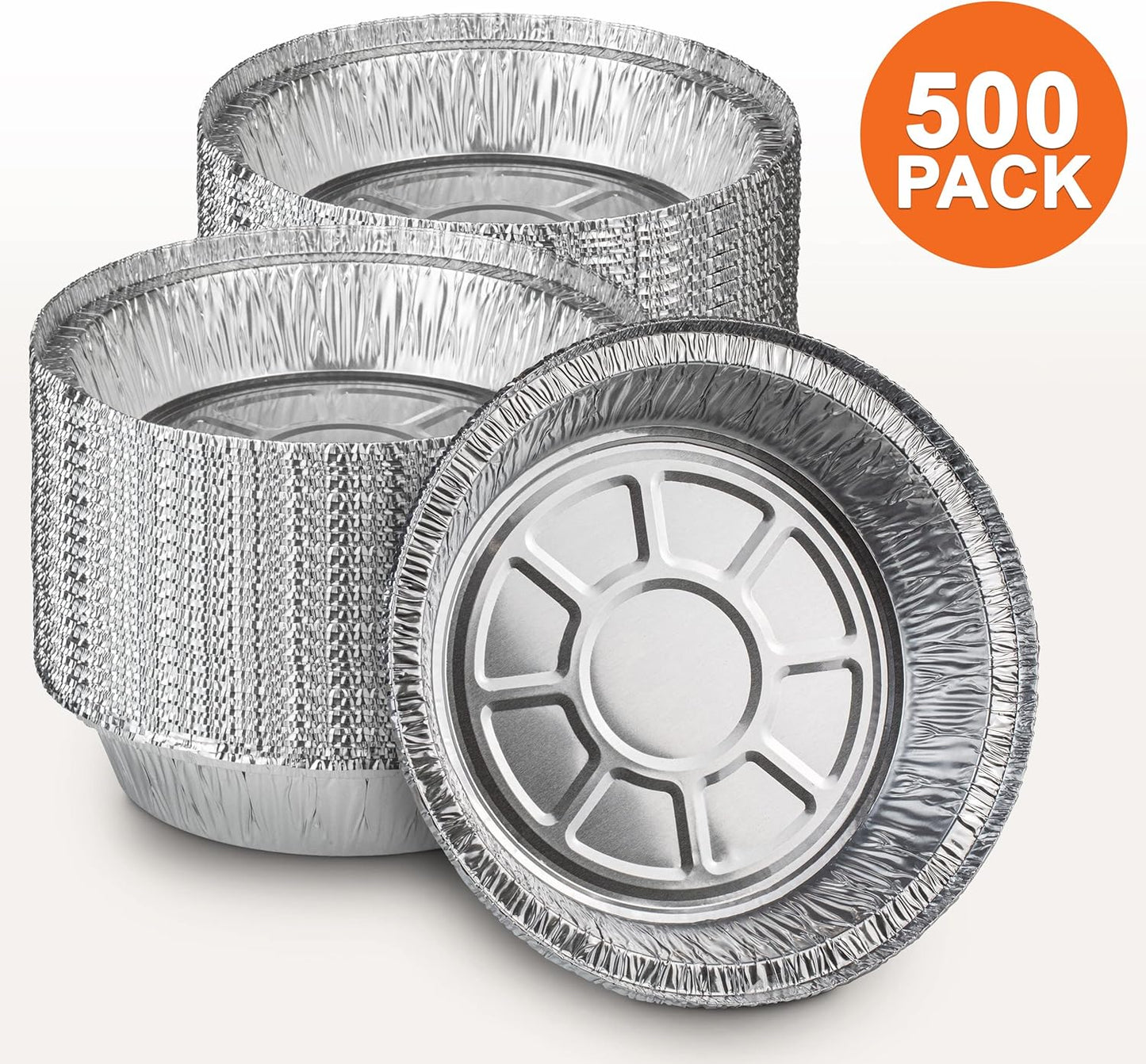 500 Pack 7 Inch Round Aluminum Foil Pans - 24 Oz Disposable Pie Tins for Meal Prep - Heavy Duty Circle Cake Pan for Pies, Cakes, and Cheesecakes