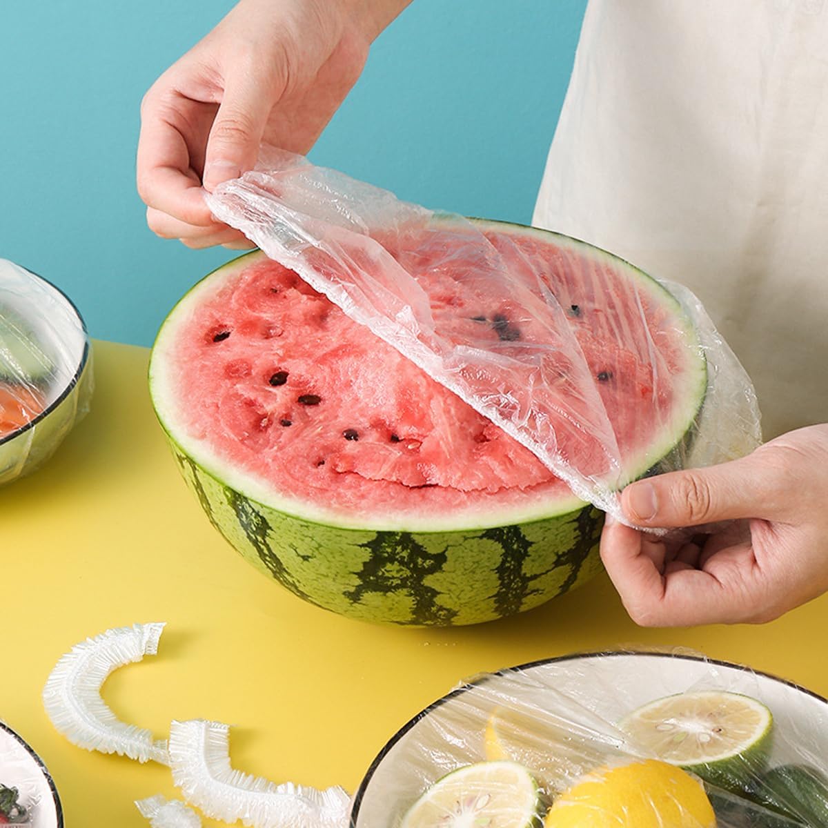 500 Pack Disposable Elastic Bowl Lids for Food Storage - Adjustable Plastic Covers for Fresh Keeping and Sealing Bowls