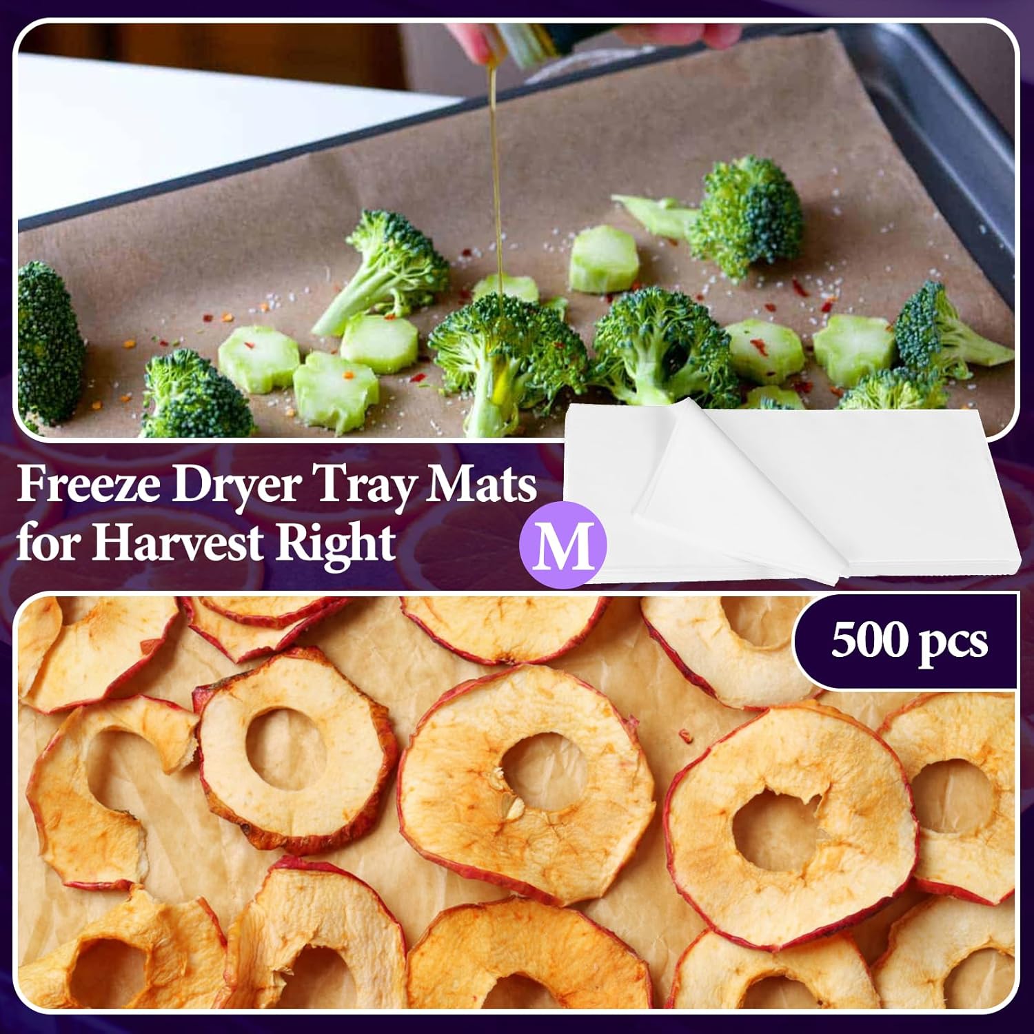 500 Pack Parchment Paper Sheets for Harvest Right Freeze Dryer - Medium Tray Accessories - White 17" x 6.8