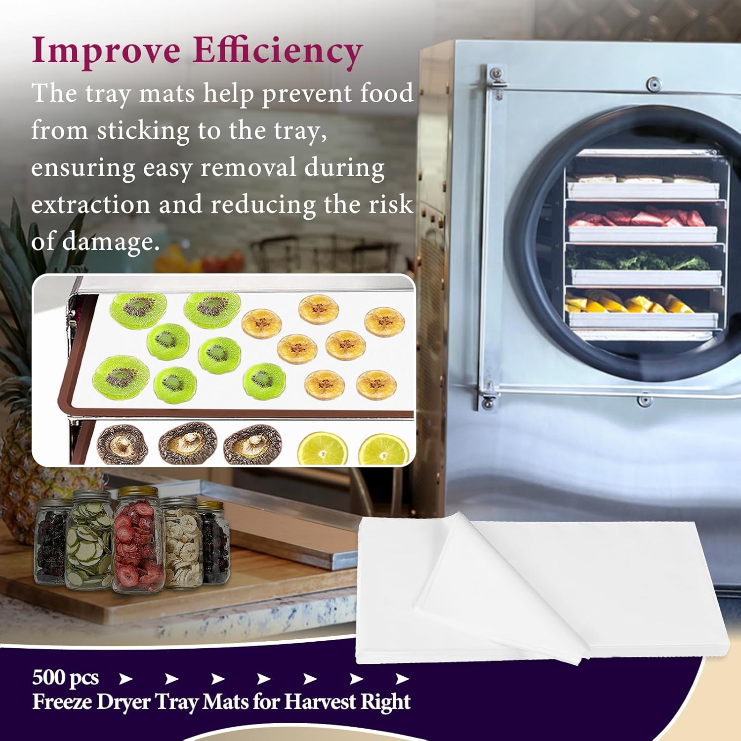 500 Pack Parchment Paper Sheets for Harvest Right Freeze Dryer - Medium Tray Accessories - White 17" x 6.8