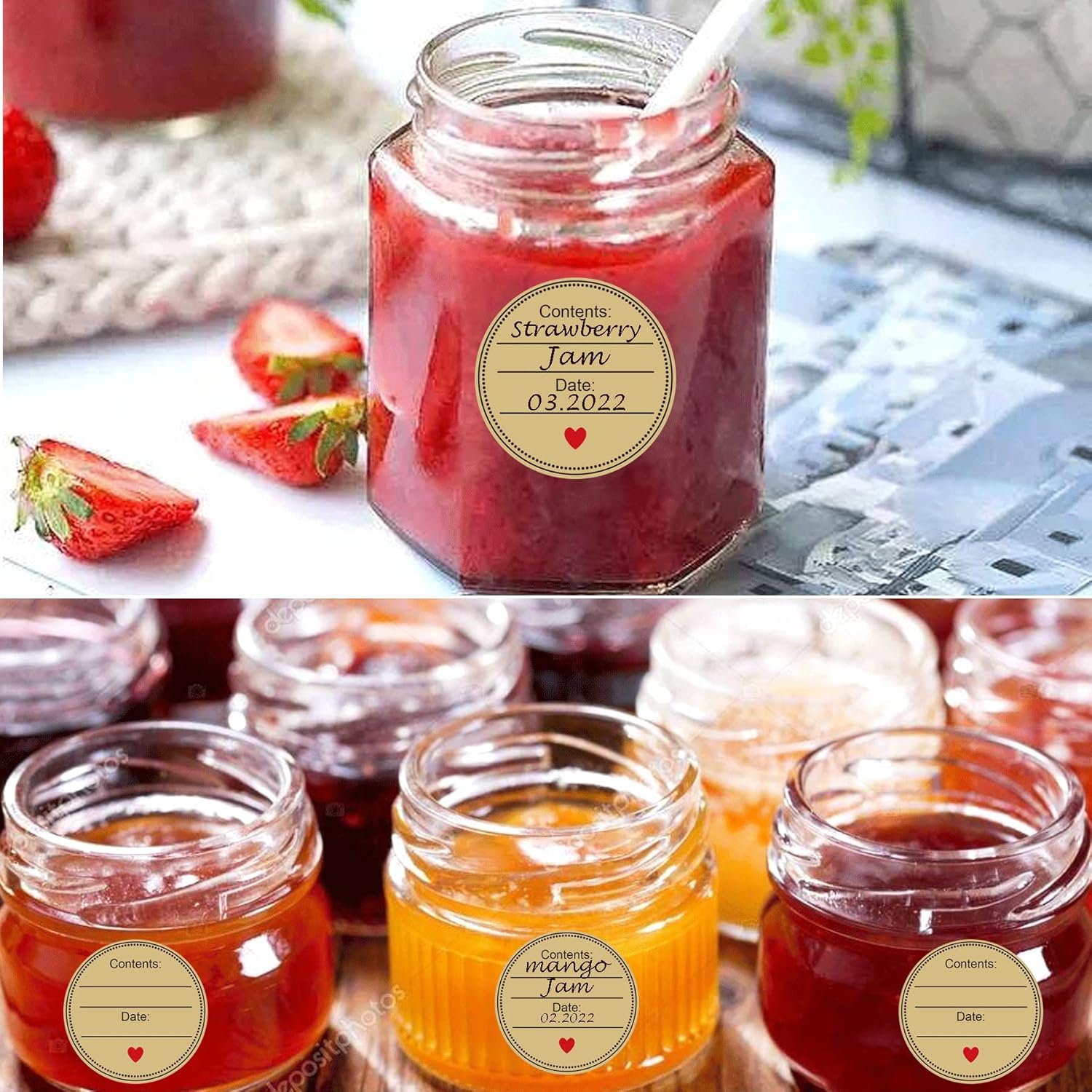 500 Pcs 2'' Kraft Round Canning Jar Stickers - Natural Brown Labels for Mason Jars, Bottles, and Crafts