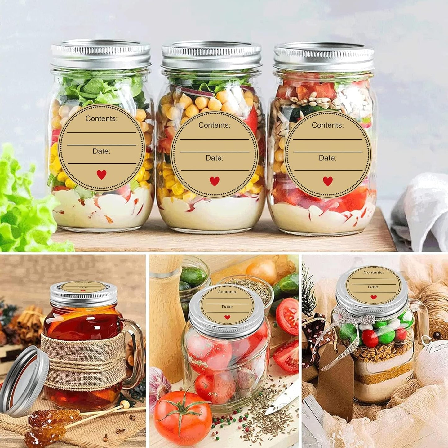 500 Pcs 2'' Kraft Round Canning Jar Stickers - Natural Brown Labels for Mason Jars, Bottles, and Crafts