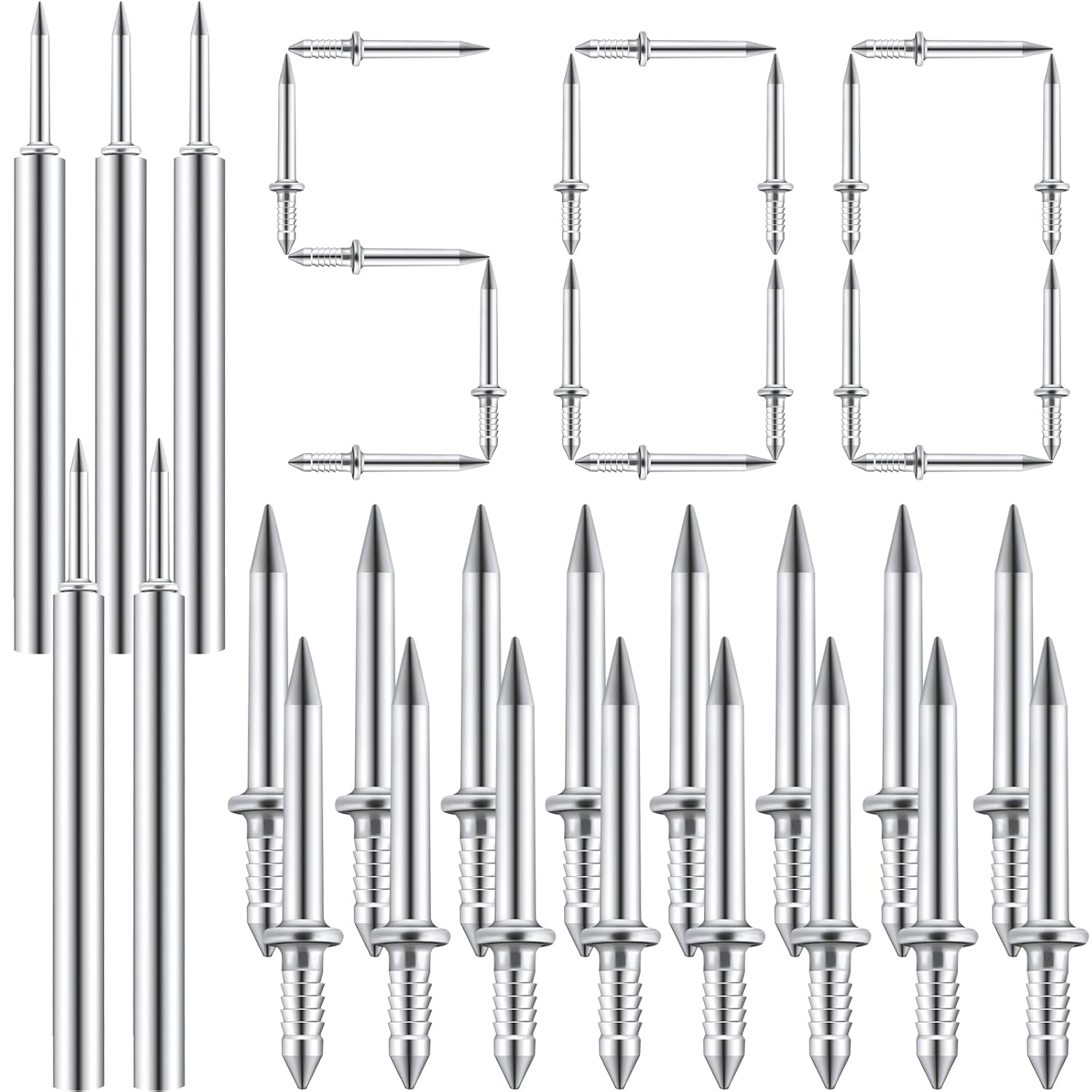 500-Piece Yaocom Double-Head Skirting Thread Nails with Installation Barrels - Non-Marking Invisible Special Hidden Nails