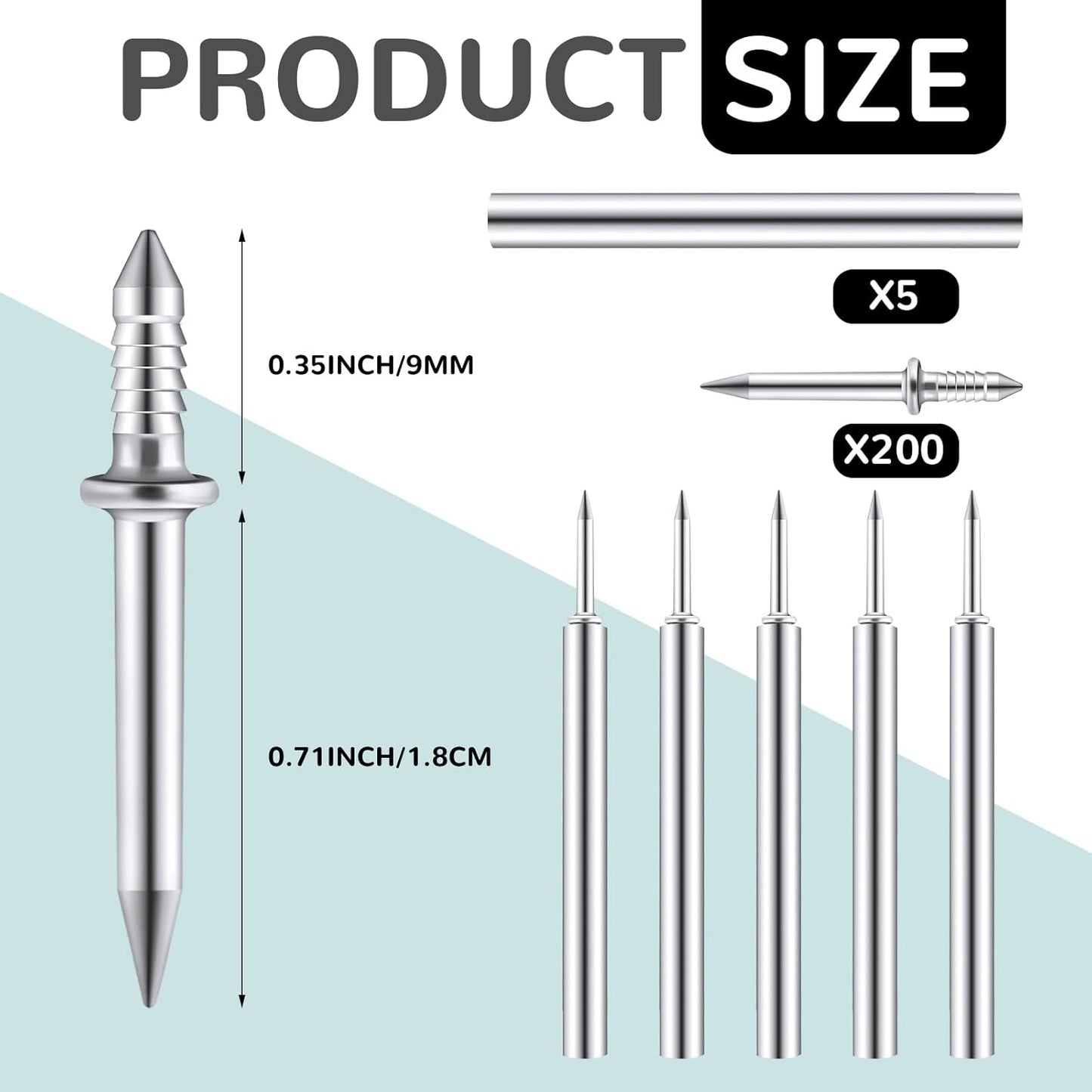 500-Piece Yaocom Double-Head Skirting Thread Nails with Installation Barrels - Non-Marking Invisible Special Hidden Nails