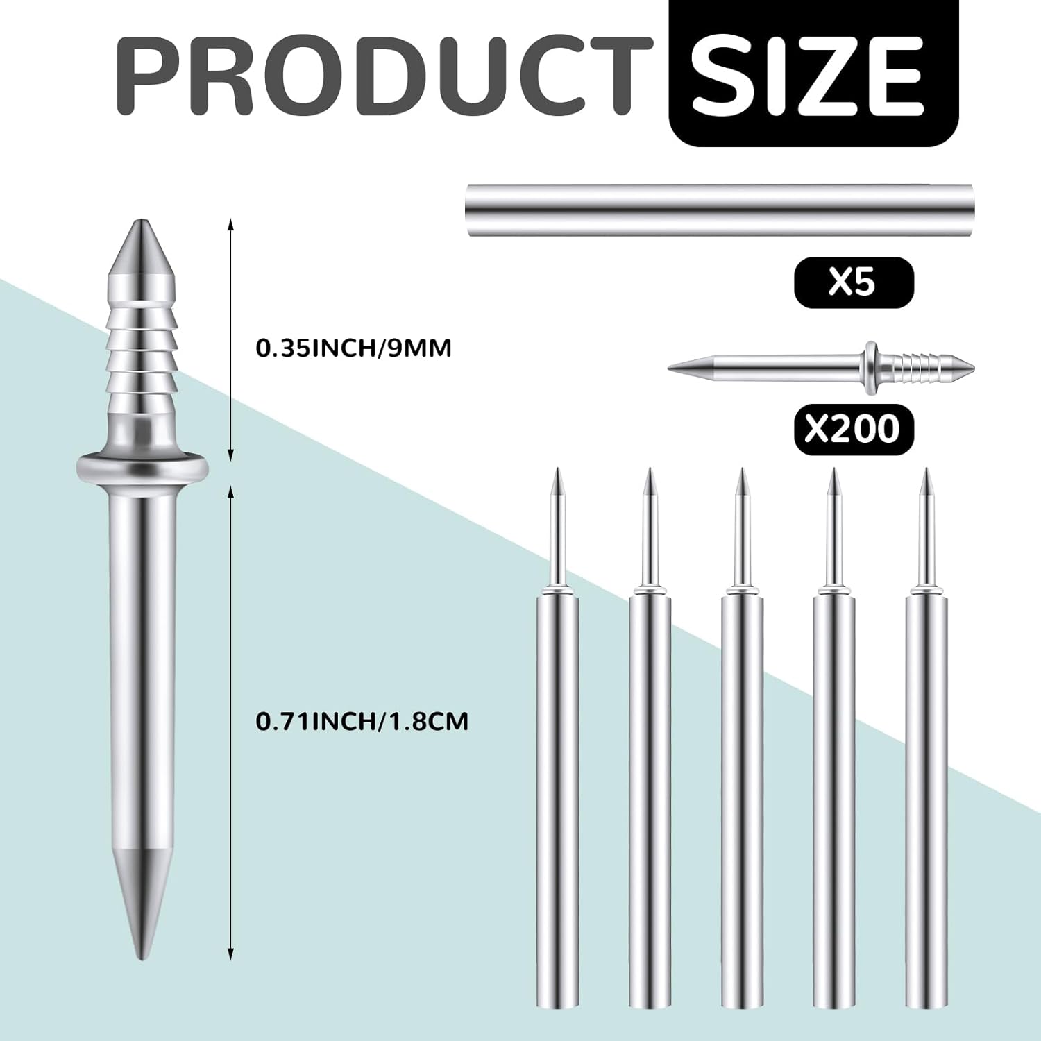 500-Piece Yaocom Double-Head Skirting Thread Nails with Installation Barrels - Non-Marking Invisible Special Hidden Nails