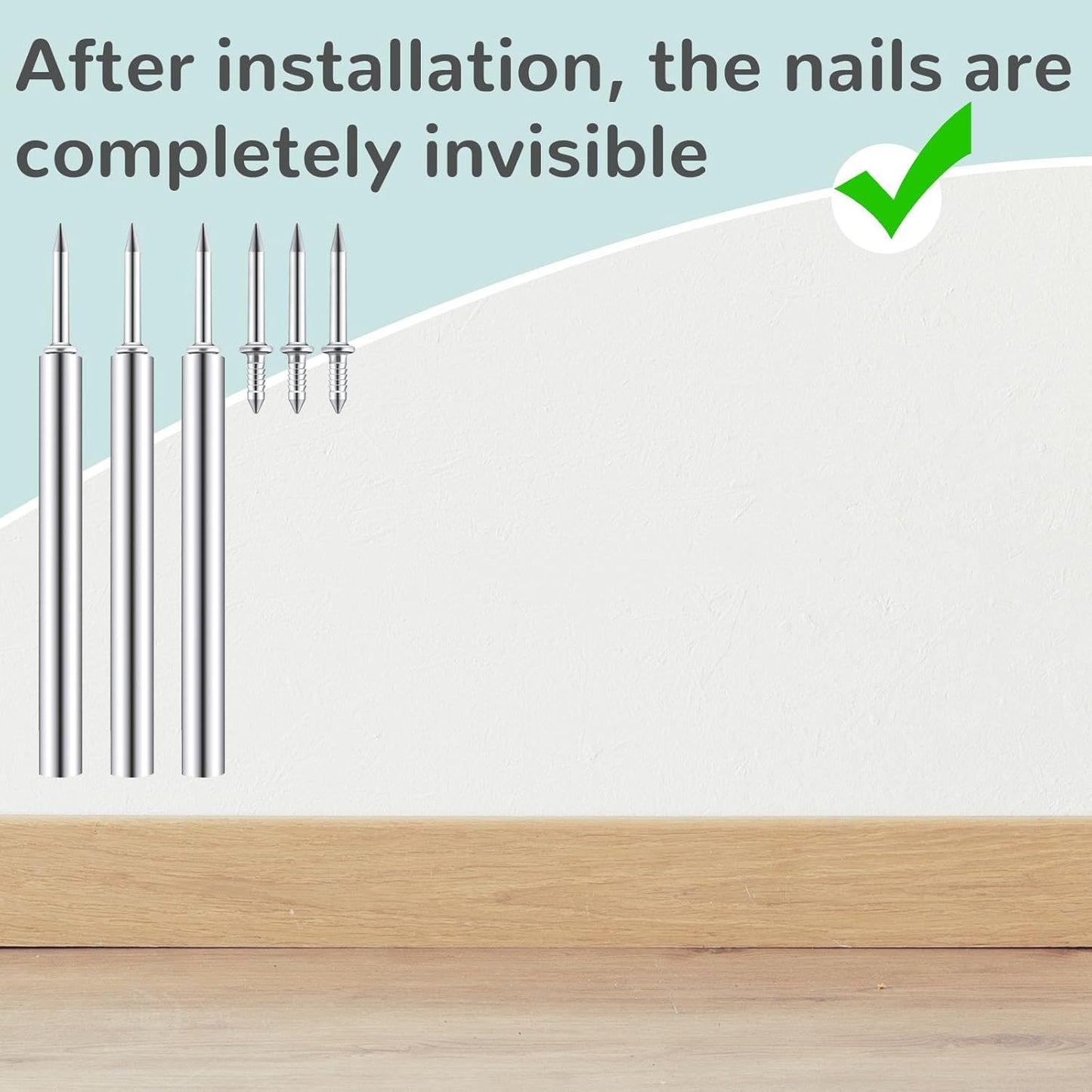 500-Piece Yaocom Double-Head Skirting Thread Nails with Installation Barrels - Non-Marking Invisible Special Hidden Nails