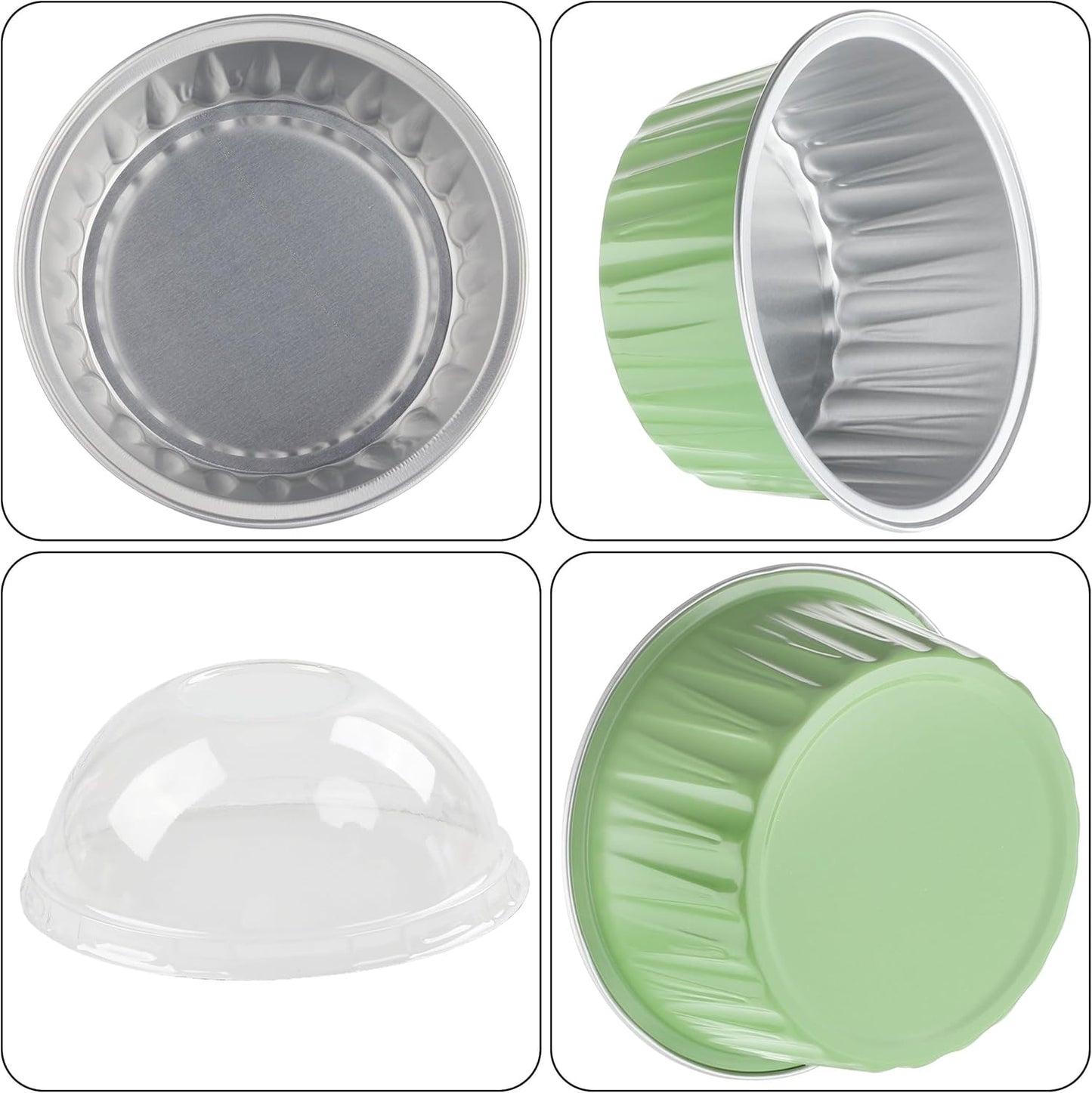 50PCS 4OZ Mini Cake Pans with Lids - Disposable Aluminum Pans for Individual Cakes - Perfect for Wedding and Holiday Parties