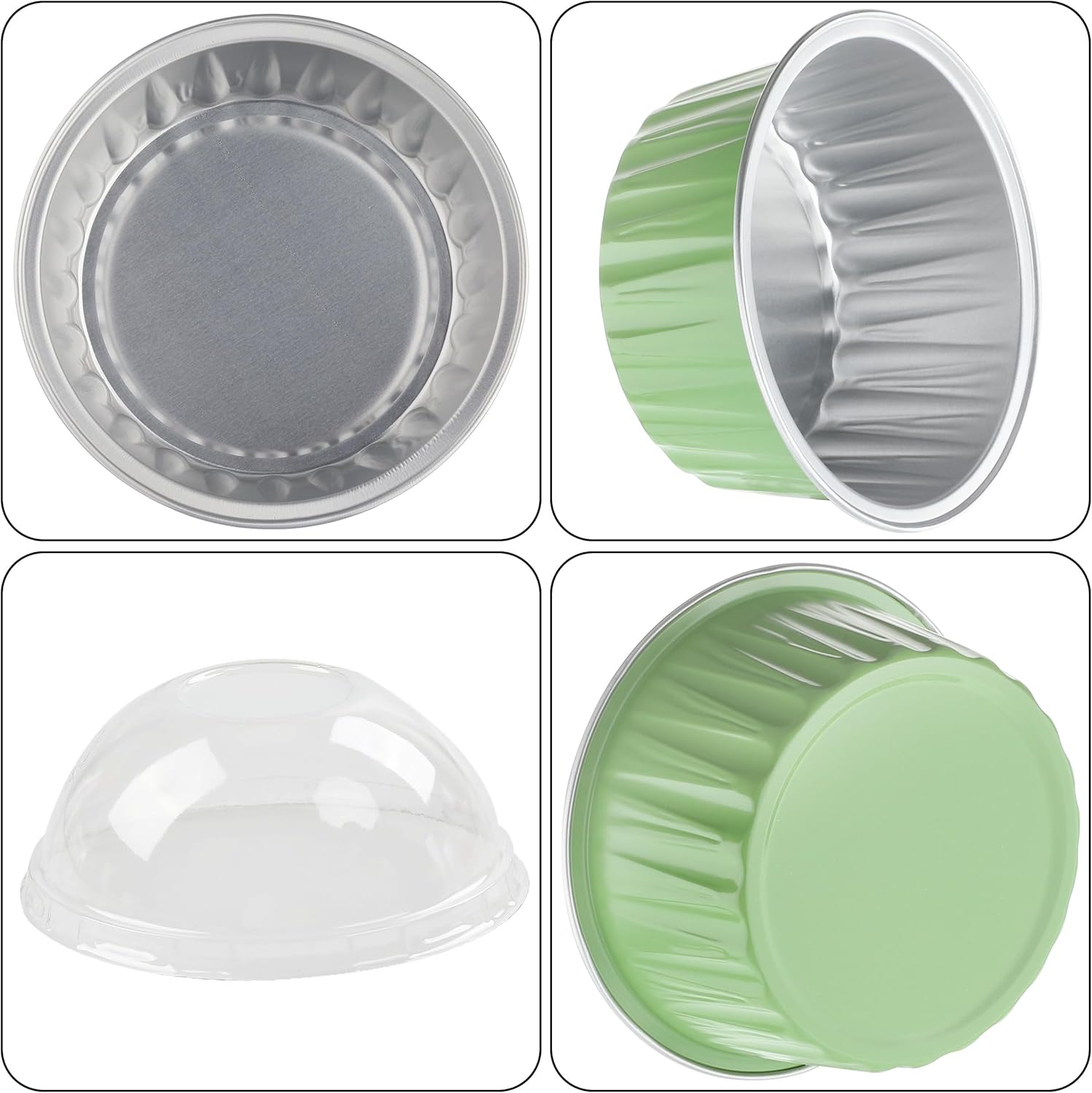 50PCS 4OZ Mini Cake Pans with Lids - Disposable Aluminum Pans for Individual Cakes - Perfect for Wedding and Holiday Parties