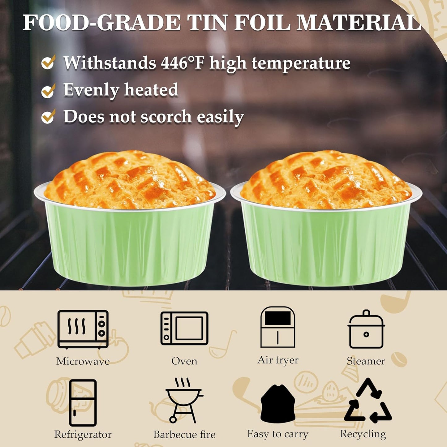 50PCS 4OZ Mini Cake Pans with Lids - Disposable Aluminum Pans for Individual Cakes - Perfect for Wedding and Holiday Parties