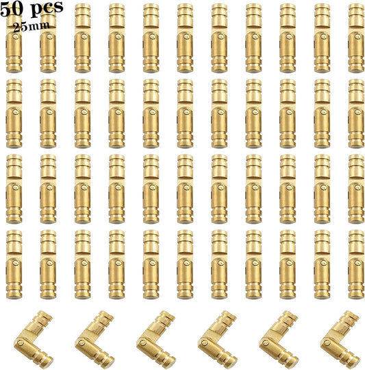 50Pcs Brass Concealed Barrel Hinges for Jewelry Boxes, Woodworking Projects, Music Boxes, Pencil Boxes, Hardwood Humidors