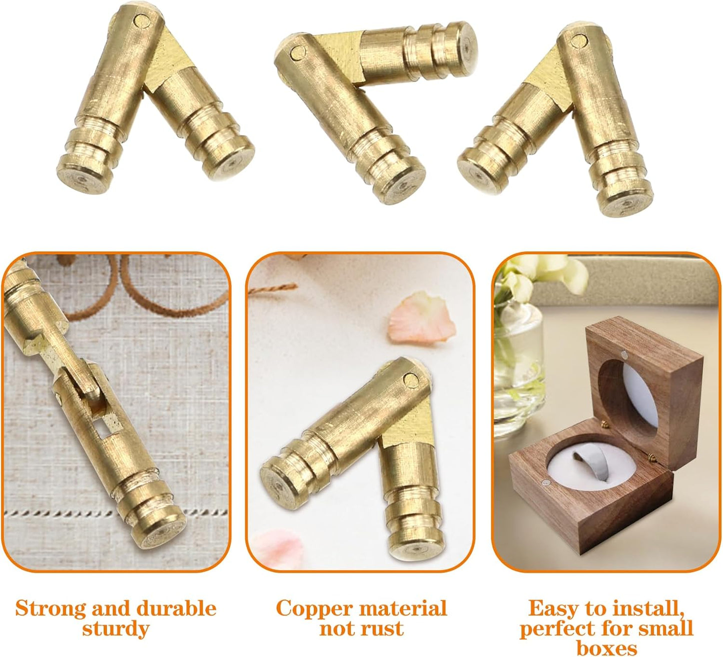 50Pcs Brass Concealed Barrel Hinges for Jewelry Boxes, Woodworking Projects, Music Boxes, Pencil Boxes, Hardwood Humidors