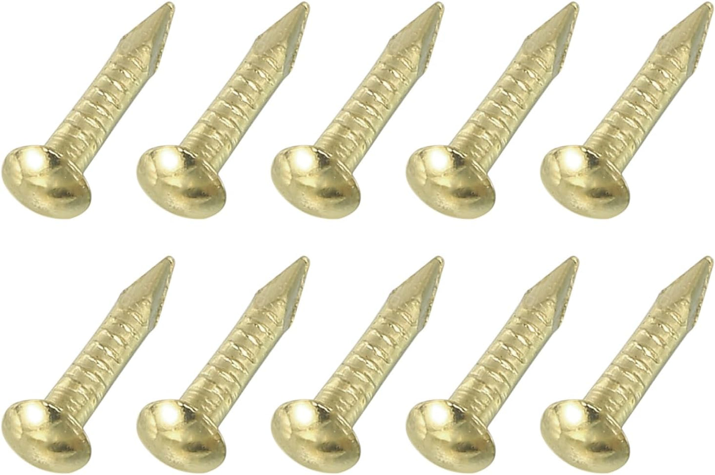 50Pcs Brass Round Head Nails 1.5x10mm for Woodworking & DIY Projects - Gold Finish