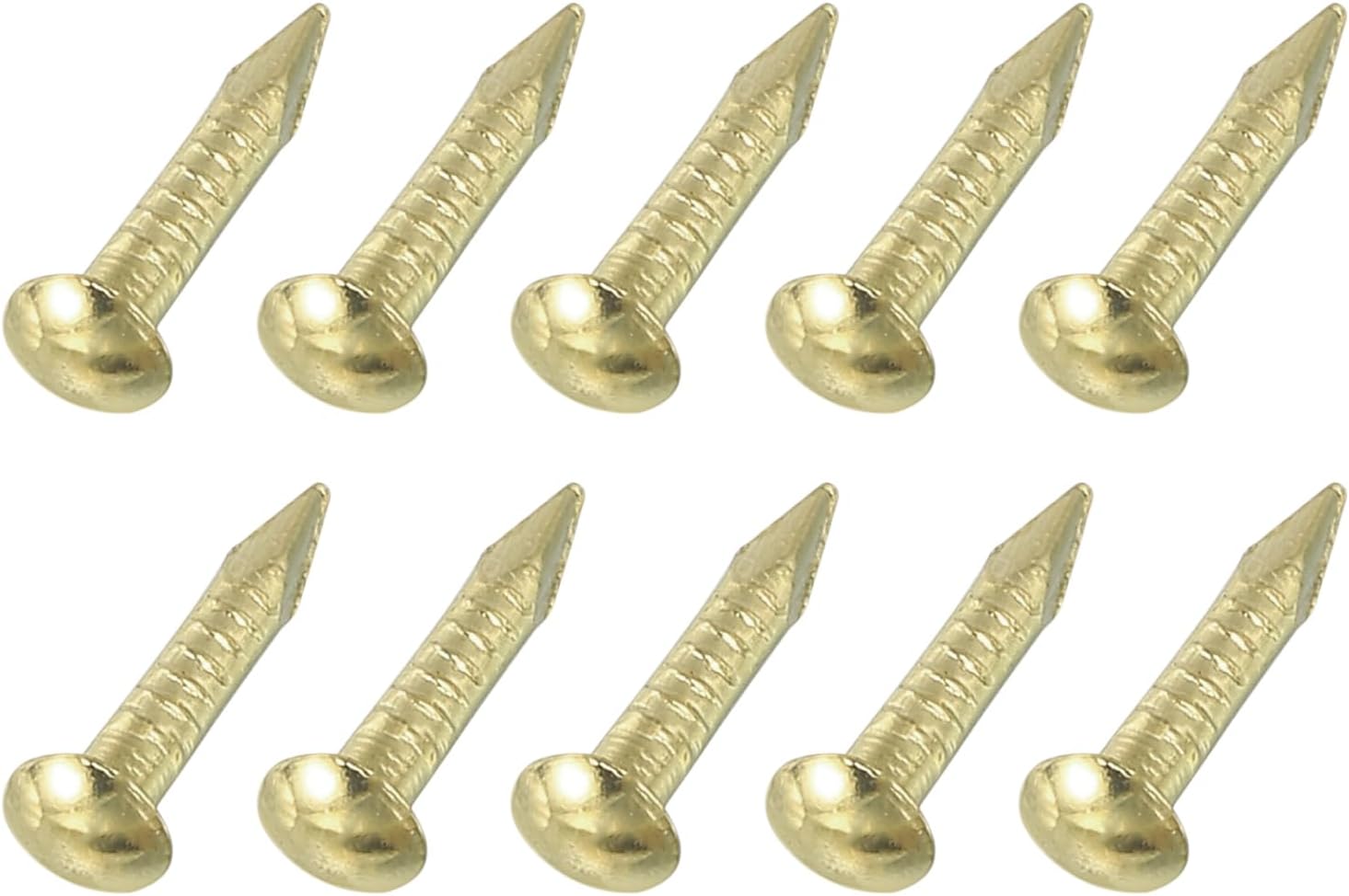 50Pcs Brass Round Head Nails 1.5x10mm for Woodworking & DIY Projects - Gold Finish