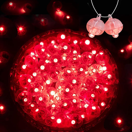 50PCs Mini LED Lights for Party Decorations - Neon Balloons, Lanterns, Eggs, Weddings, Halloween, Christmas - Red Glow